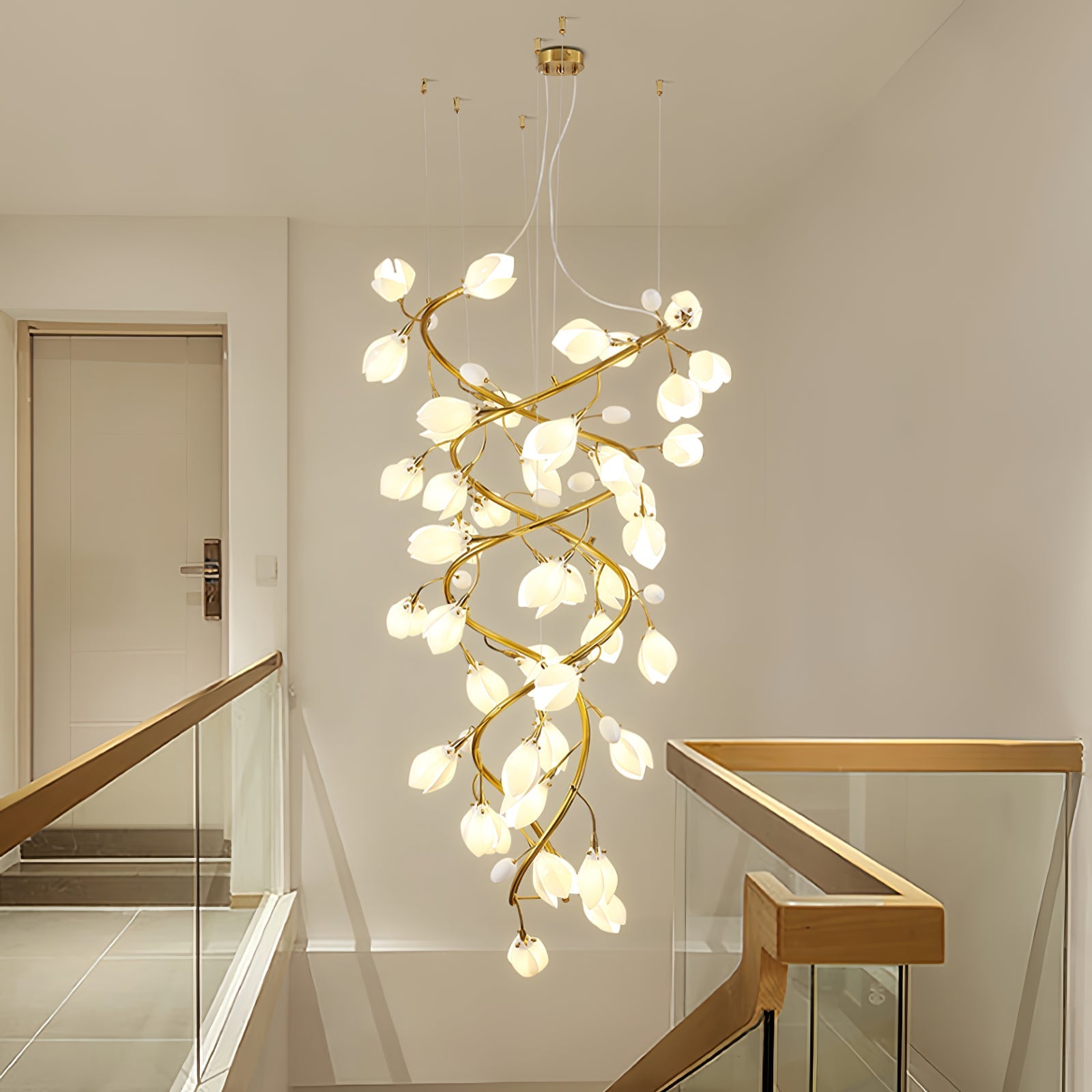 Evene Spiral Ceramic Brass Chandelier - Letslighting