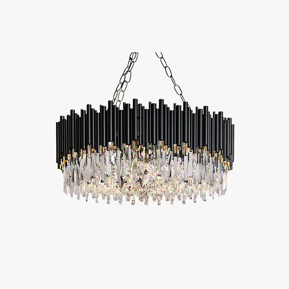 Kristy Industrial Cylindrical Glass Metal Chandelier Living Room