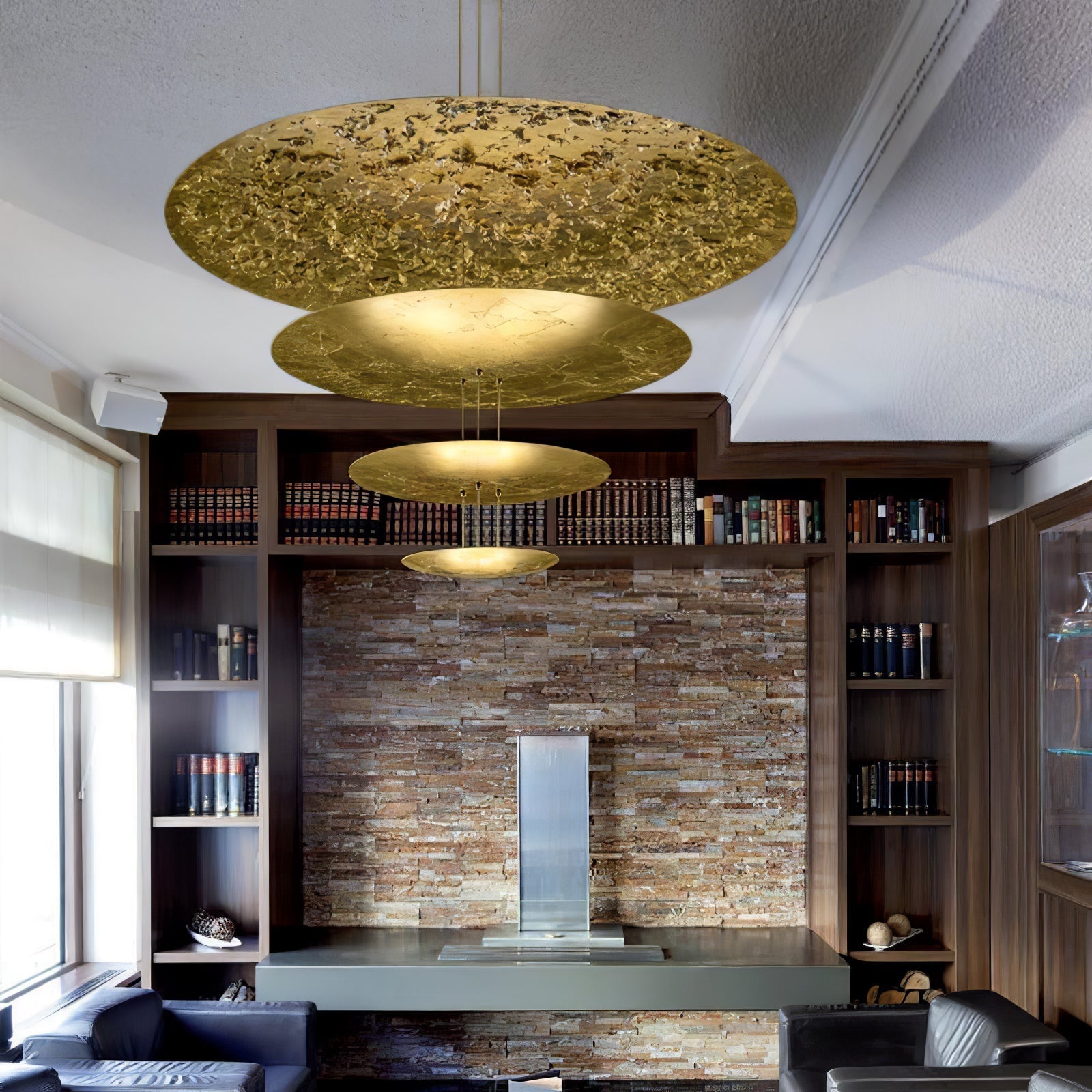 Zathaara Layered Gold Foil Pendant Light - Letslighting