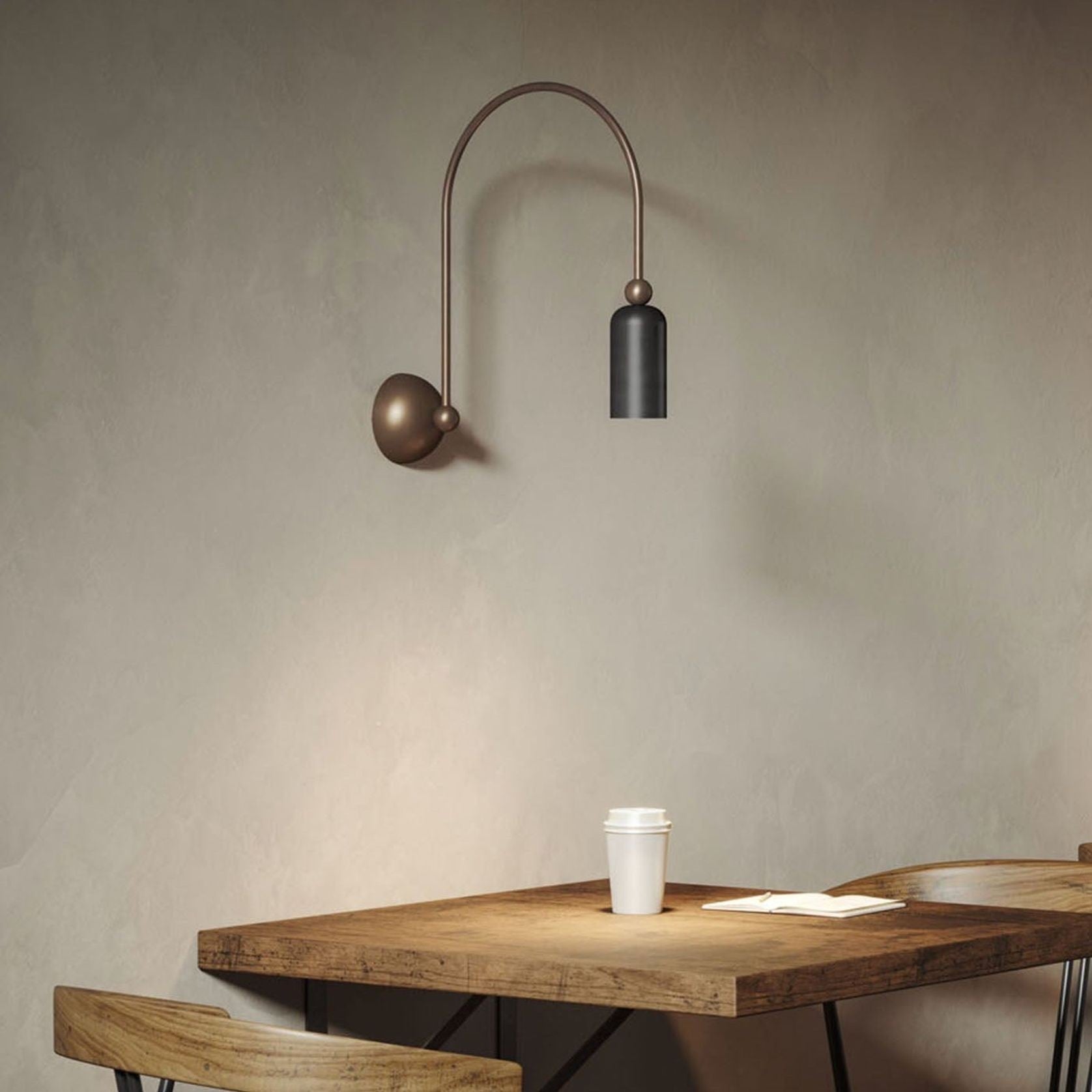 Vortigaud Curved Bronze Black Wall Light - Letslighting