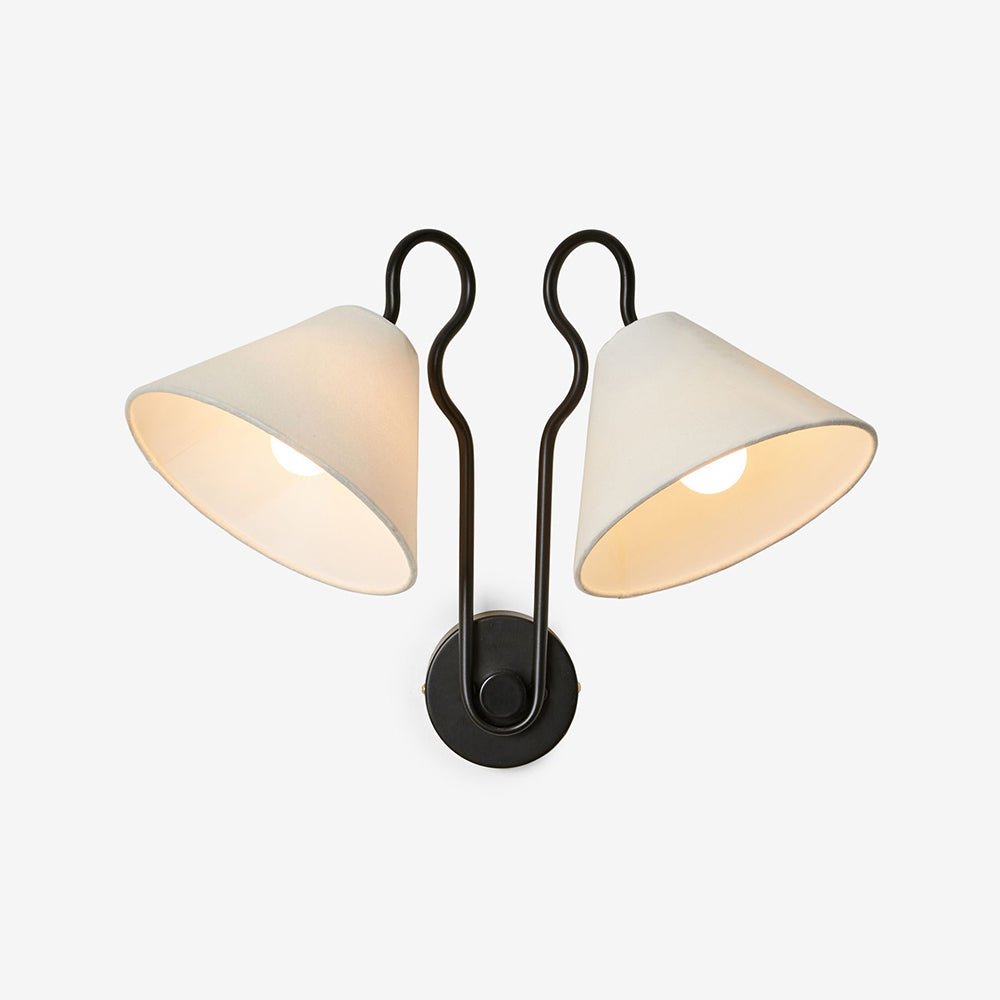 Silva Double White Cone Shades Wall Lamp Fabric - Letslighting
