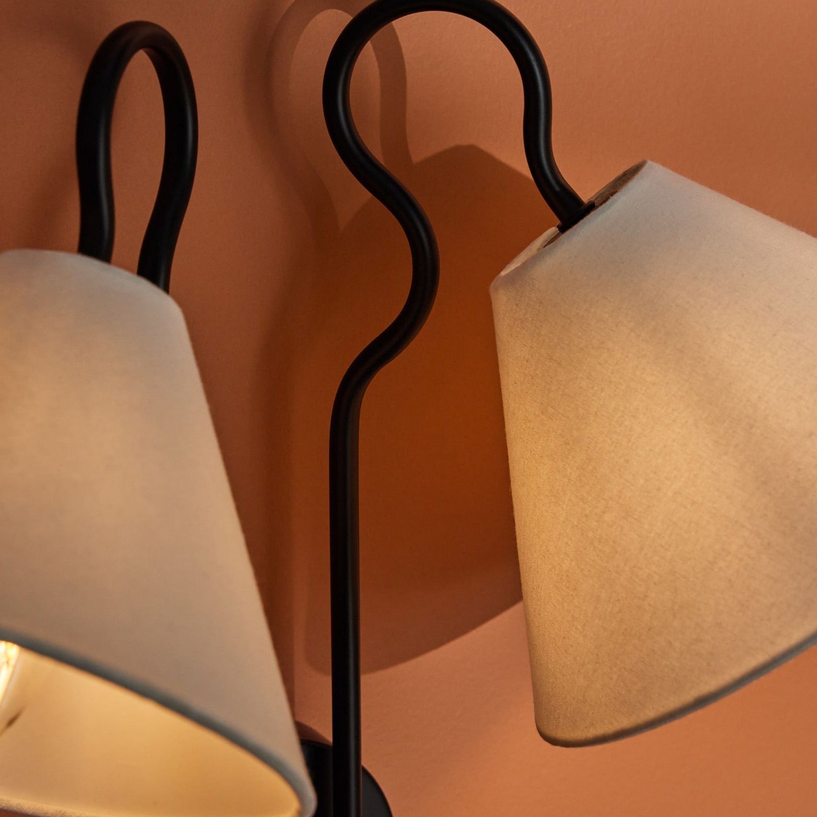 Silva Double White Cone Shades Wall Lamp Fabric - Letslighting