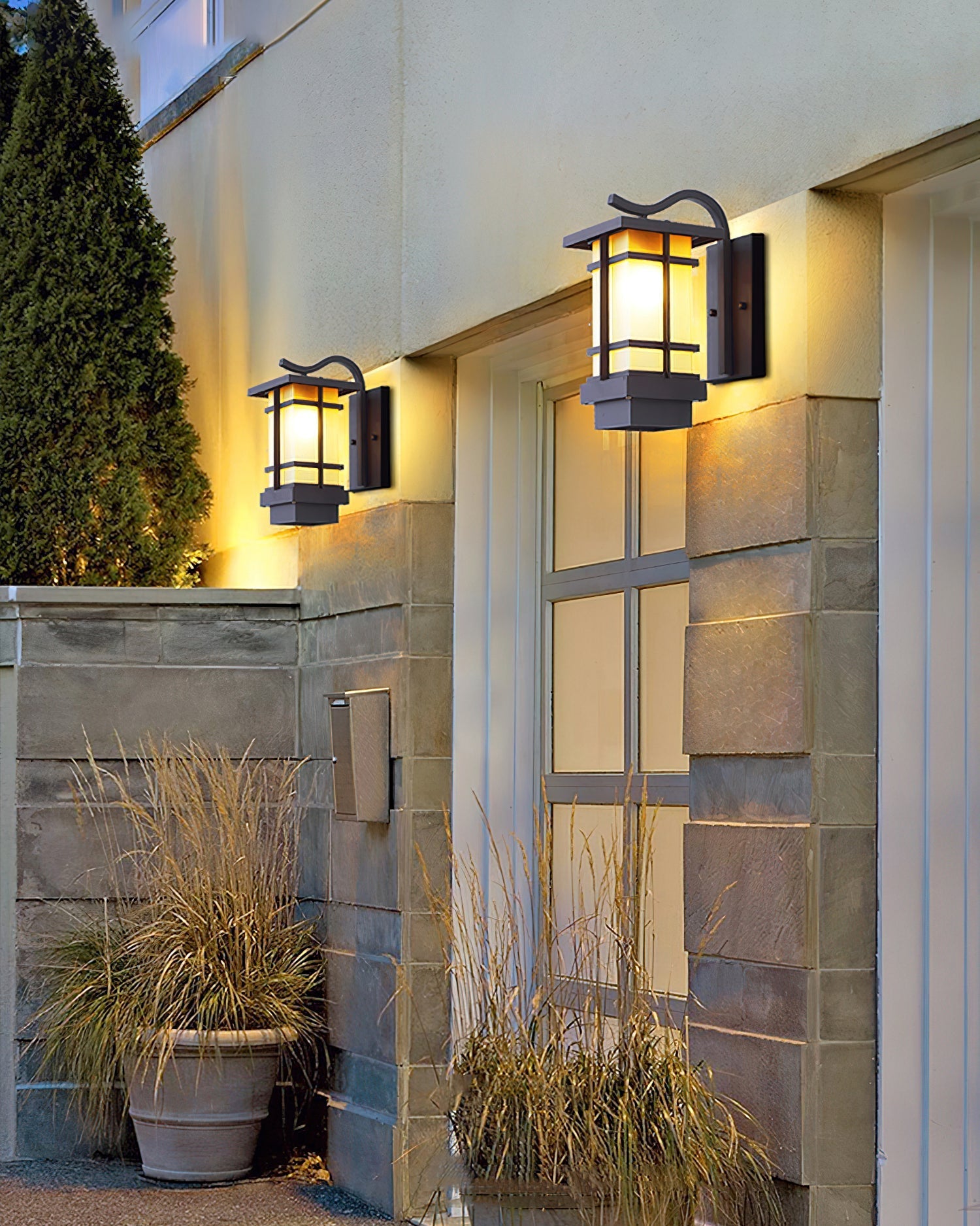 Madison Unique Glass Lantern Outdoor Wall Lamp - Letslighting