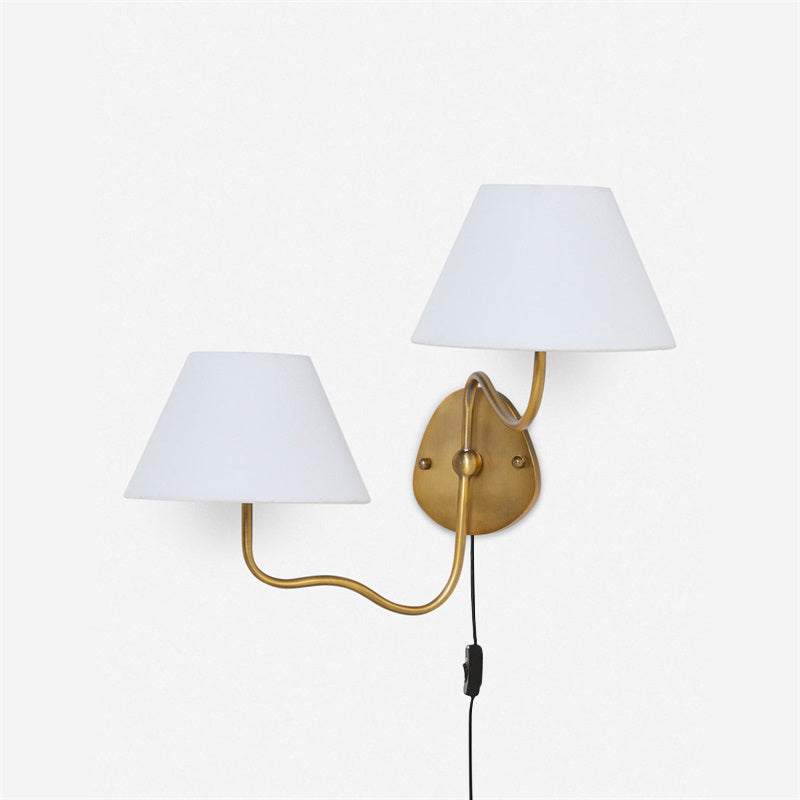 Myvele Elegance Vintage Plug-in Brass Fabric Wall Lamp - Letslighting