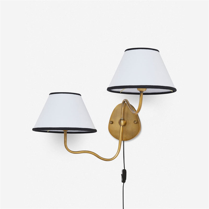 Myvele Elegance Vintage Plug-in Brass Fabric Wall Lamp - Letslighting