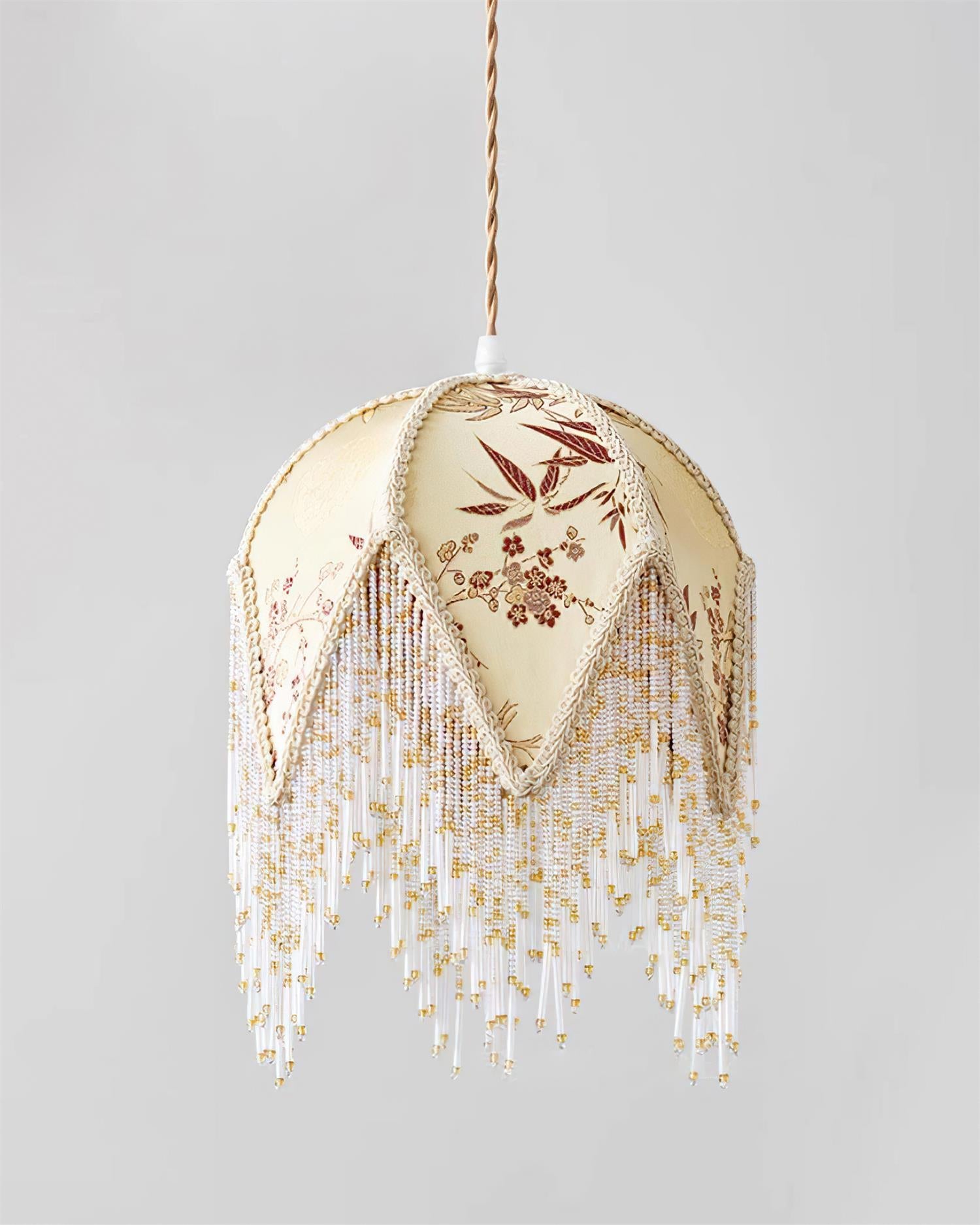Magnolia Pendant Lamp Tassel Fabric Floral Bamboo Fringe - Letslighting