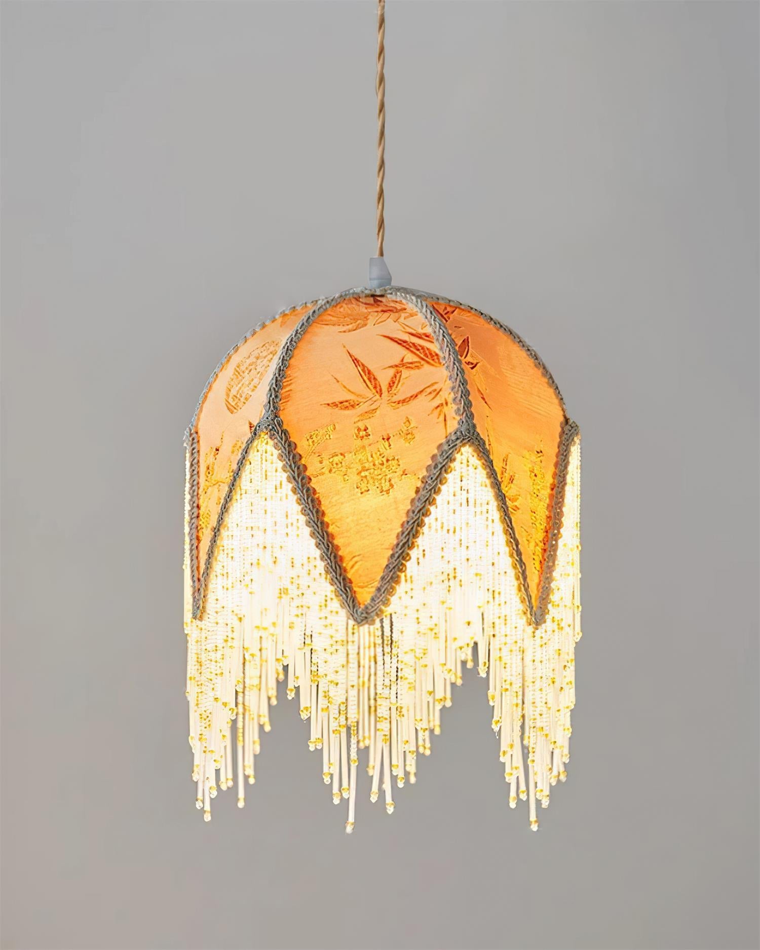 Magnolia Pendant Lamp Tassel Fabric Floral Bamboo Fringe - Letslighting
