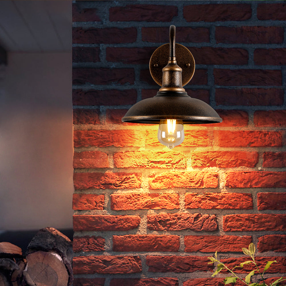 Epoch Rustic Bowl Shaped Wall Lamp, Antique Brass - Letslighting