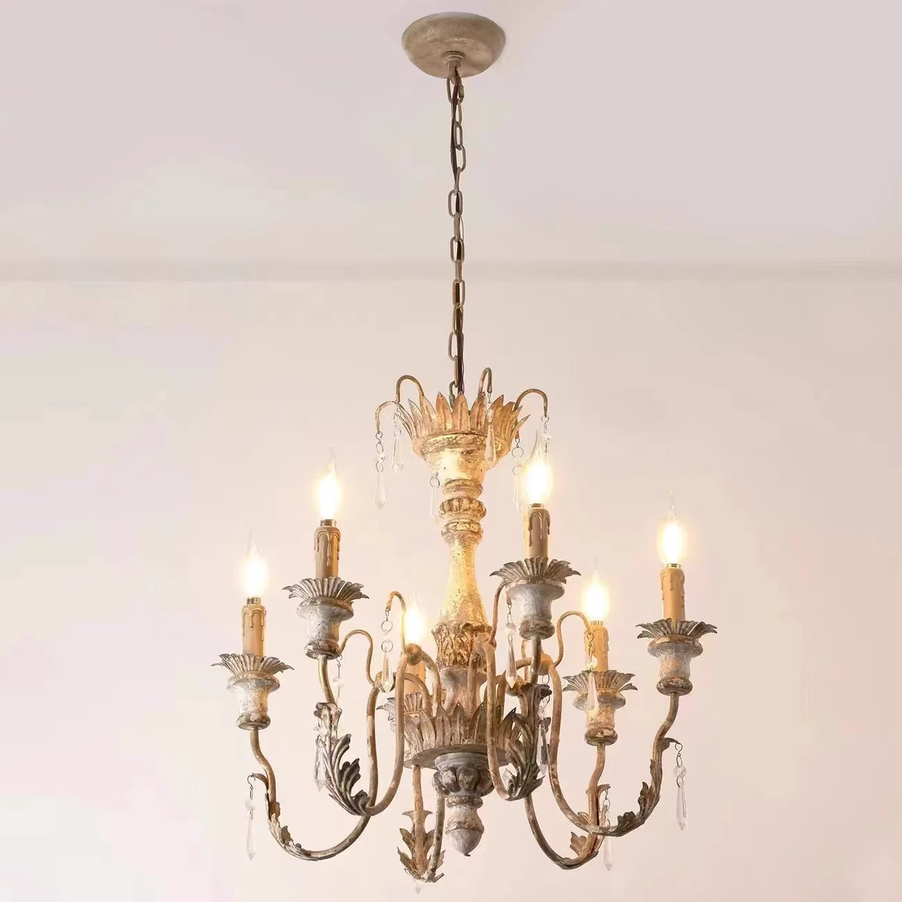 Elmarisra Vintage Luxury Solid Wood Carved Chandelier - Letslighting