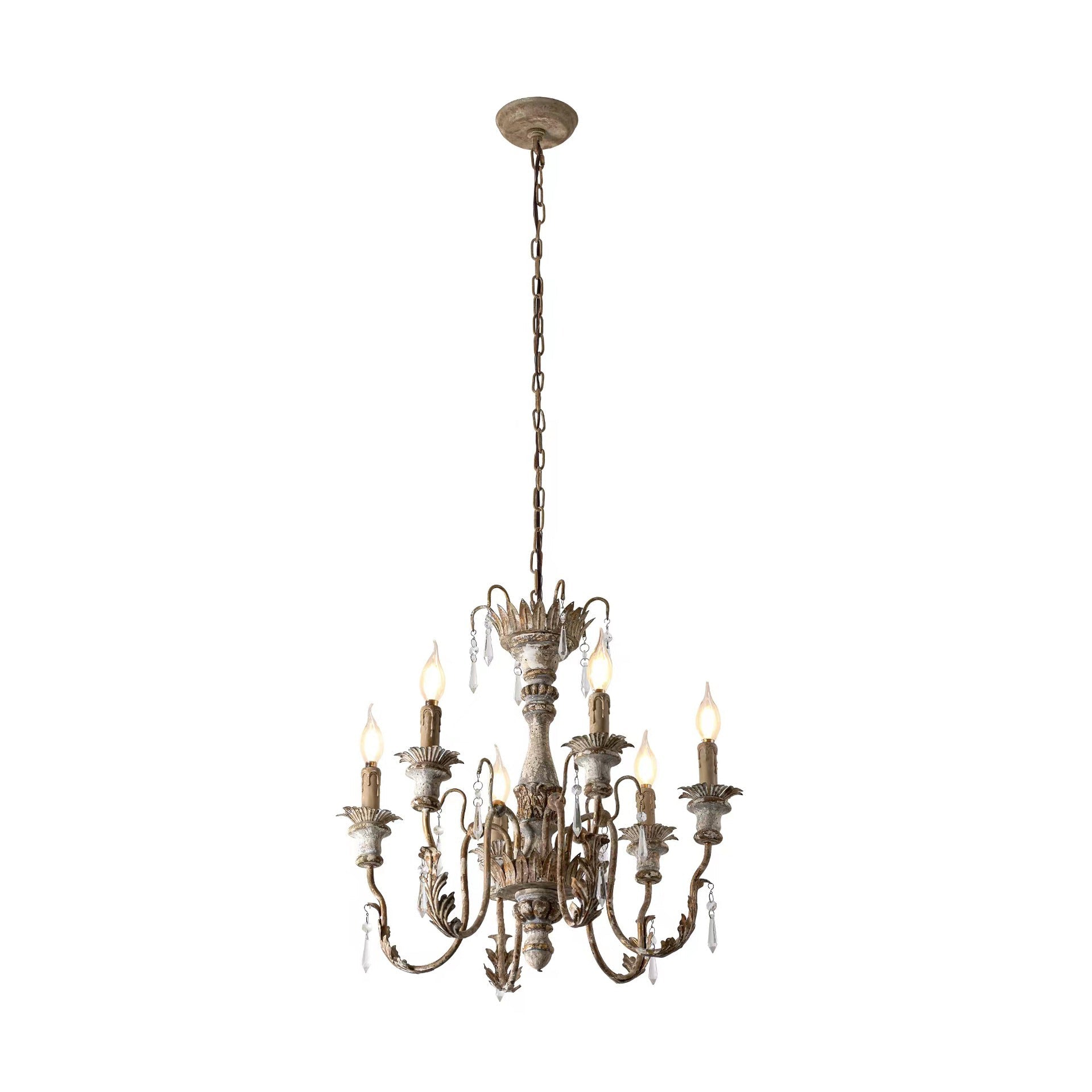 Elmarisra Vintage Luxury Solid Wood Carved Chandelier - Letslighting