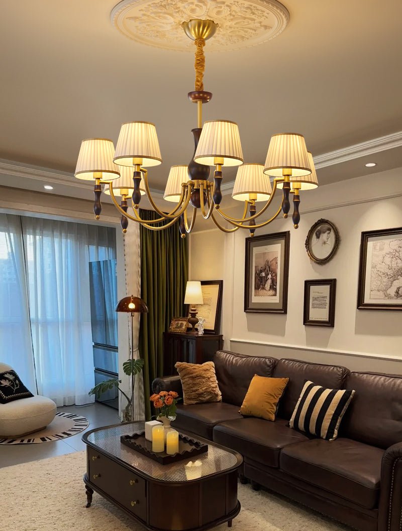 Lustra Chandelier Floral Shades and Walnut - Letslighting
