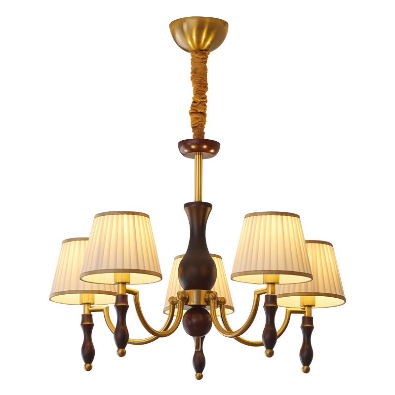 Lustra Chandelier Floral Shades and Walnut - Letslighting