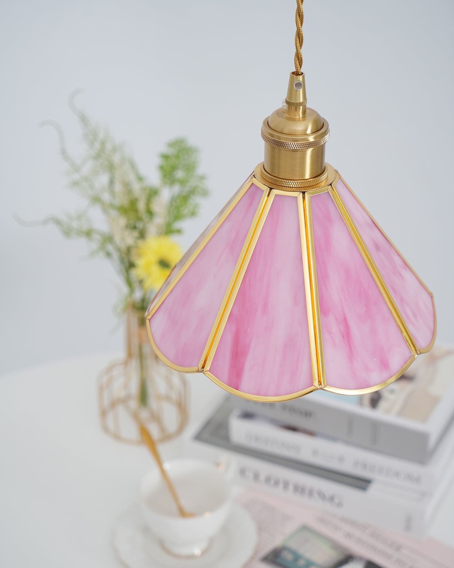 Lione Pink Stained Glass Pendant Light - Letslighting