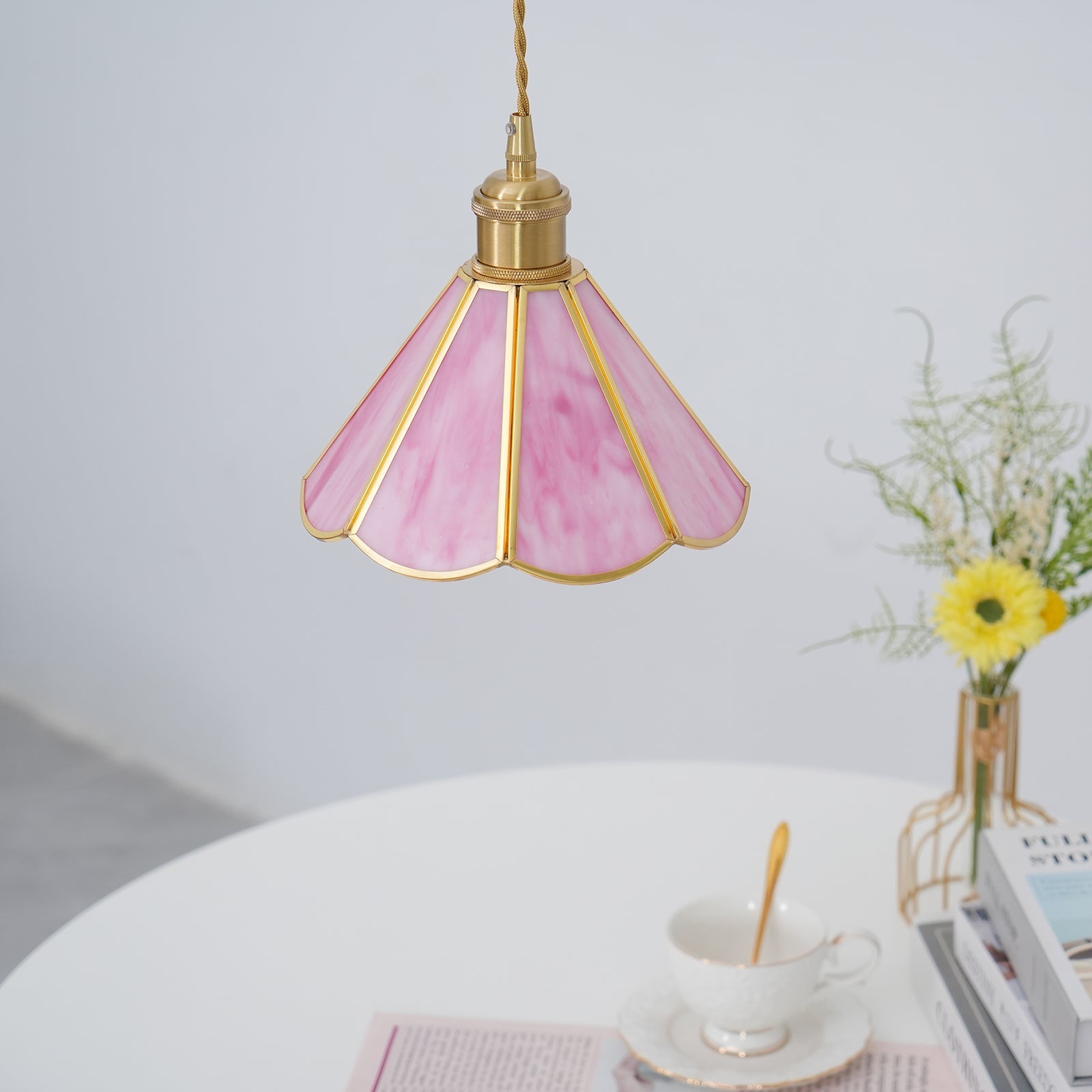 Lione Pink Stained Glass Pendant Light - Letslighting