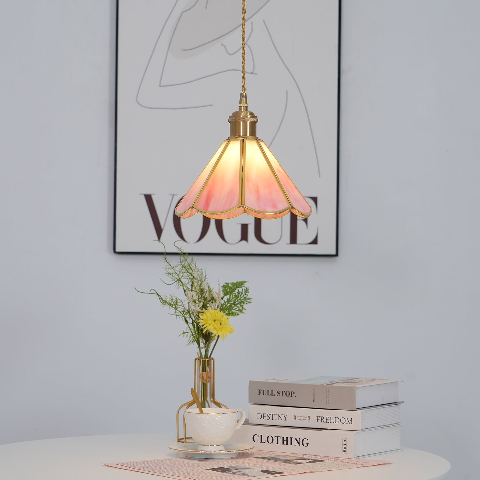 Lione Pink Stained Glass Pendant Light - Letslighting