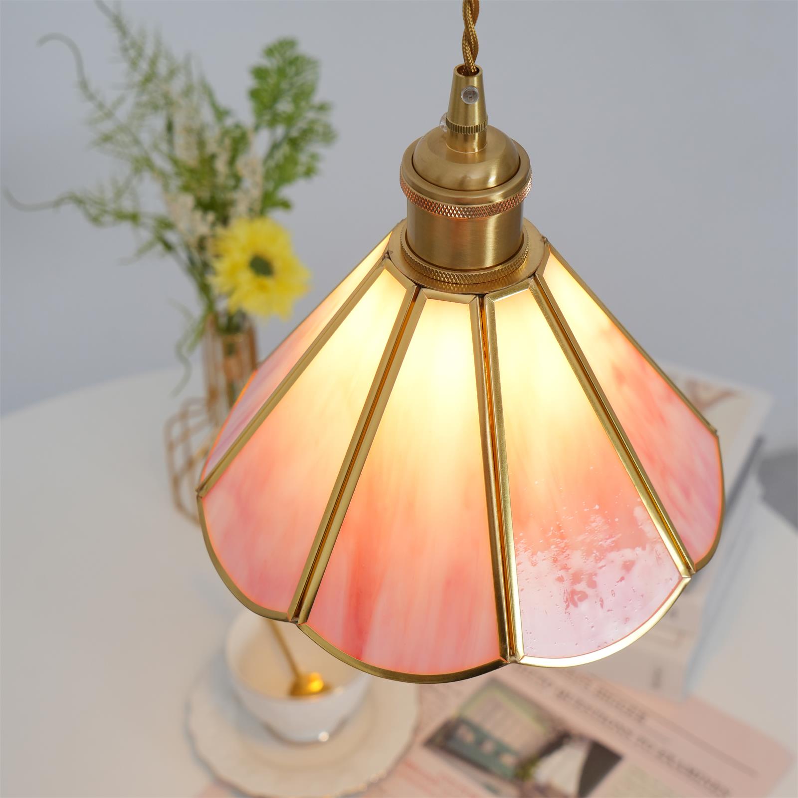 Lione Pink Stained Glass Pendant Light - Letslighting