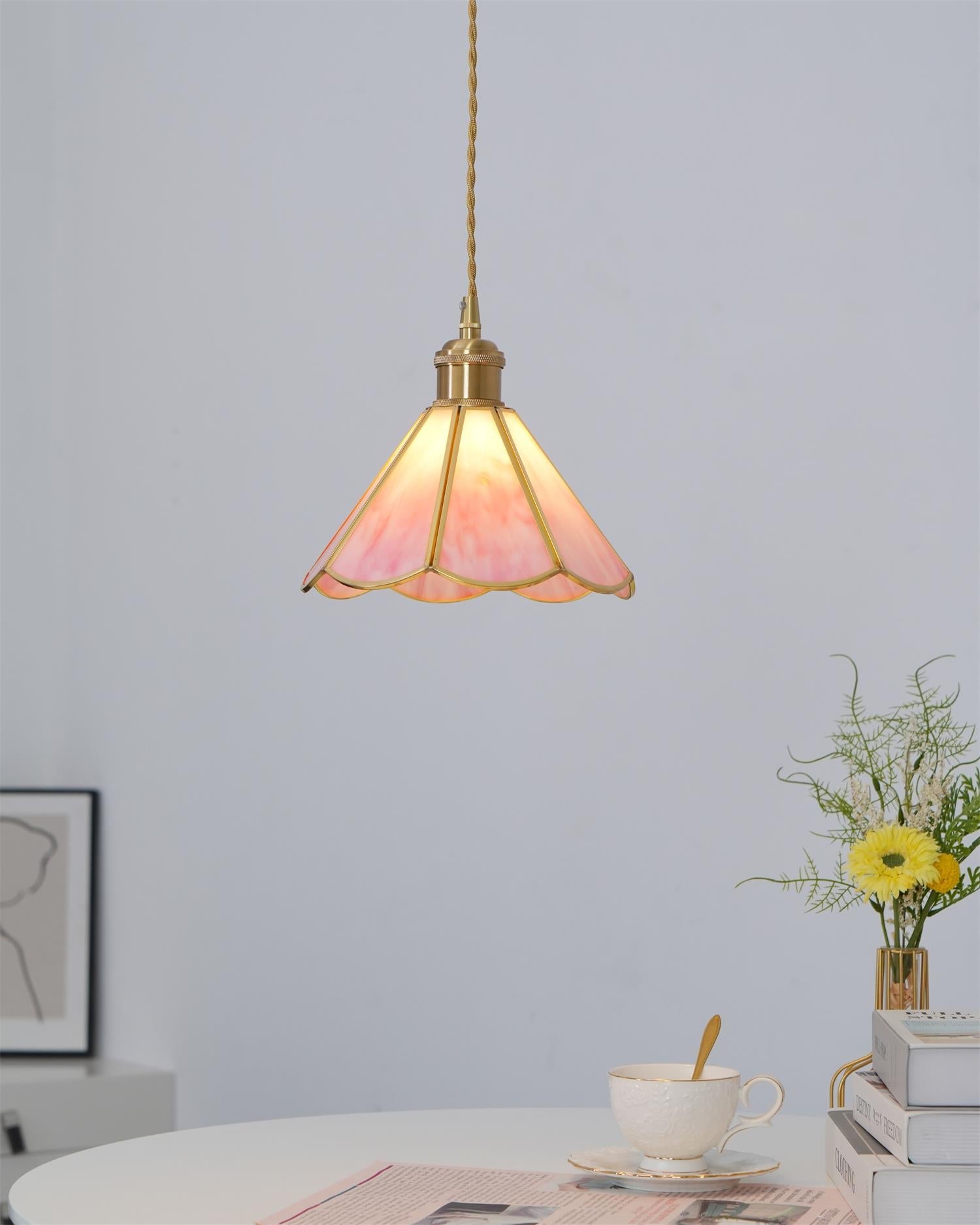 Lione Pink Stained Glass Pendant Light - Letslighting