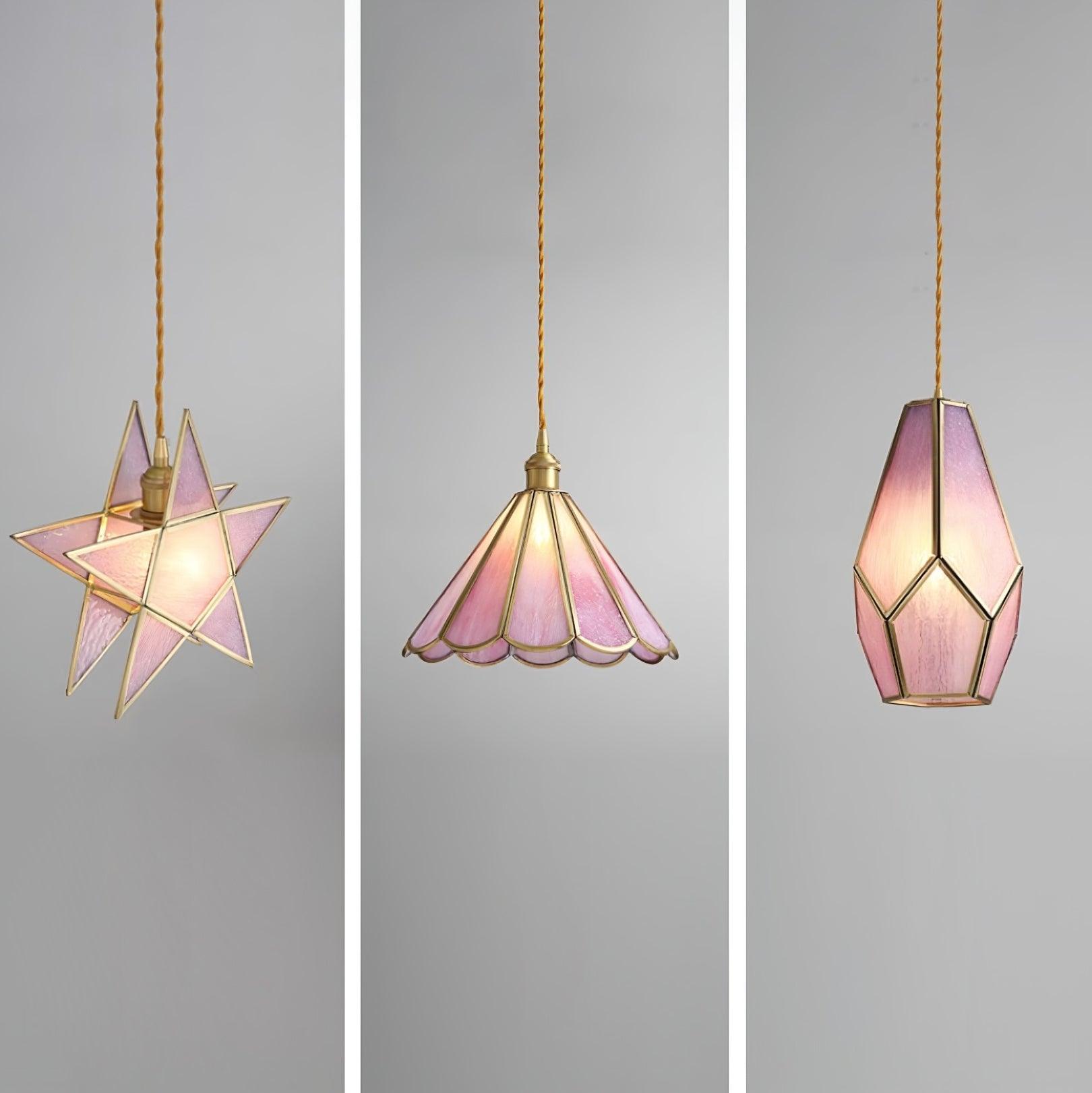 Lione Pink Stained Glass Pendant Light - Letslighting