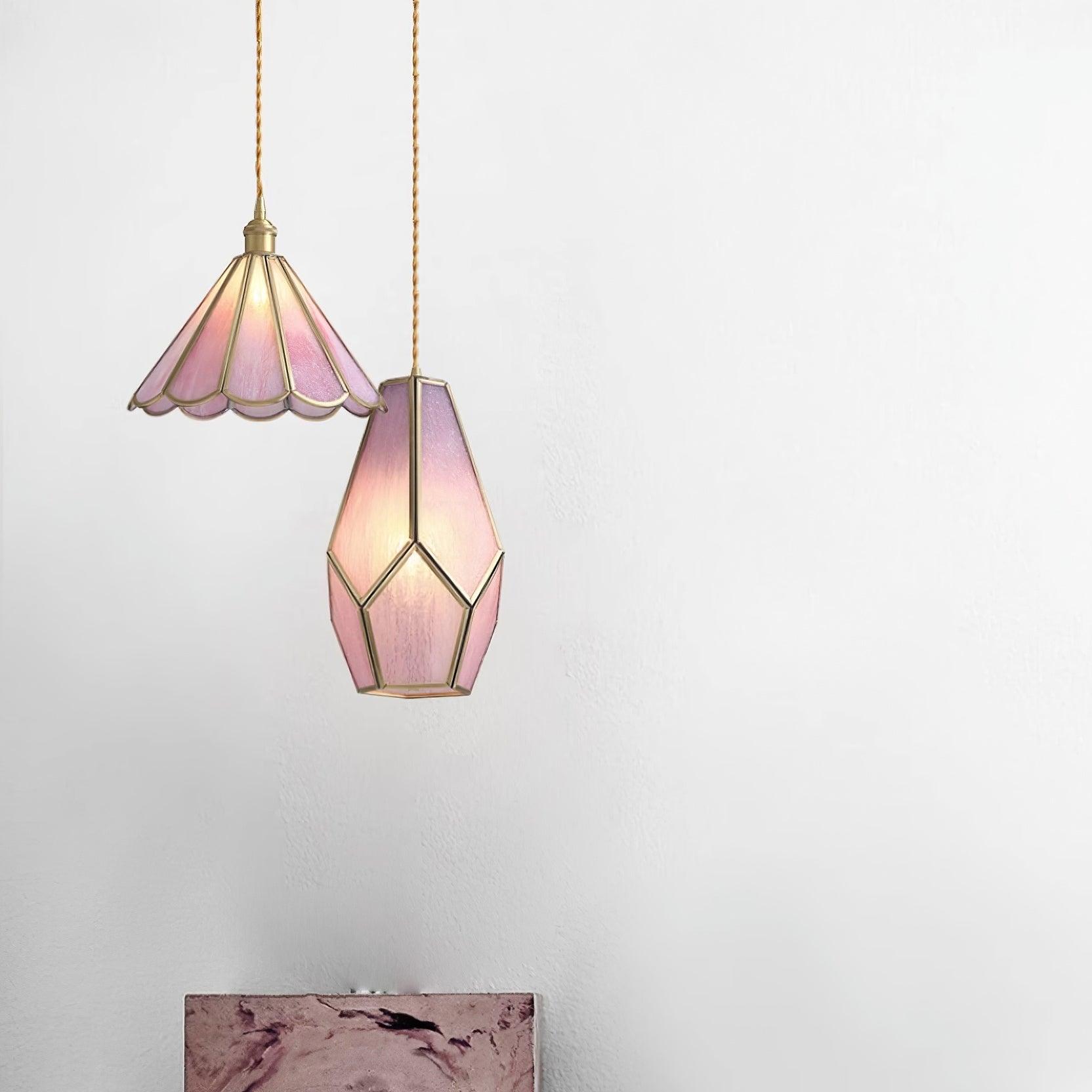 Lione Pink Stained Glass Pendant Light - Letslighting