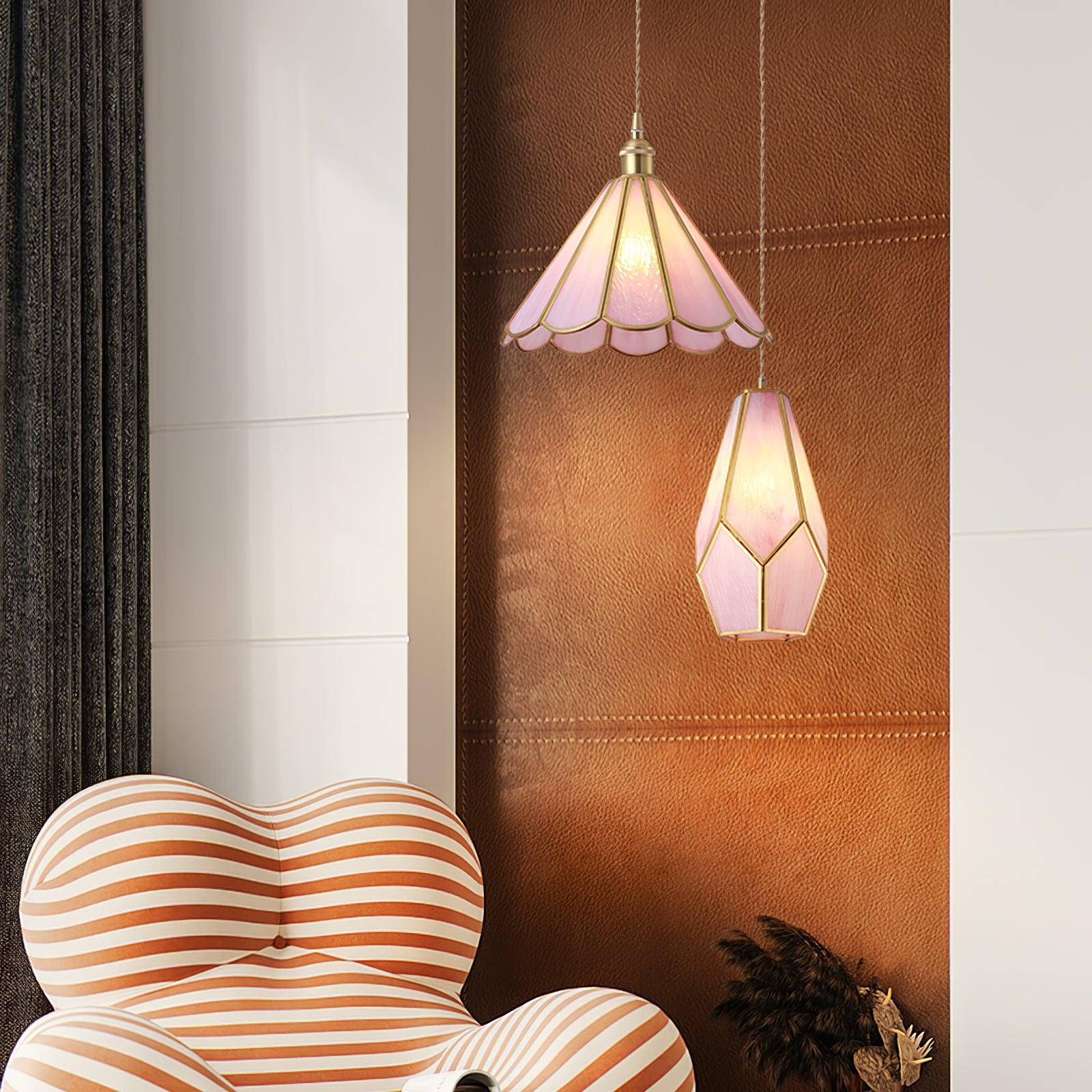 Lione Pink Stained Glass Pendant Light - Letslighting