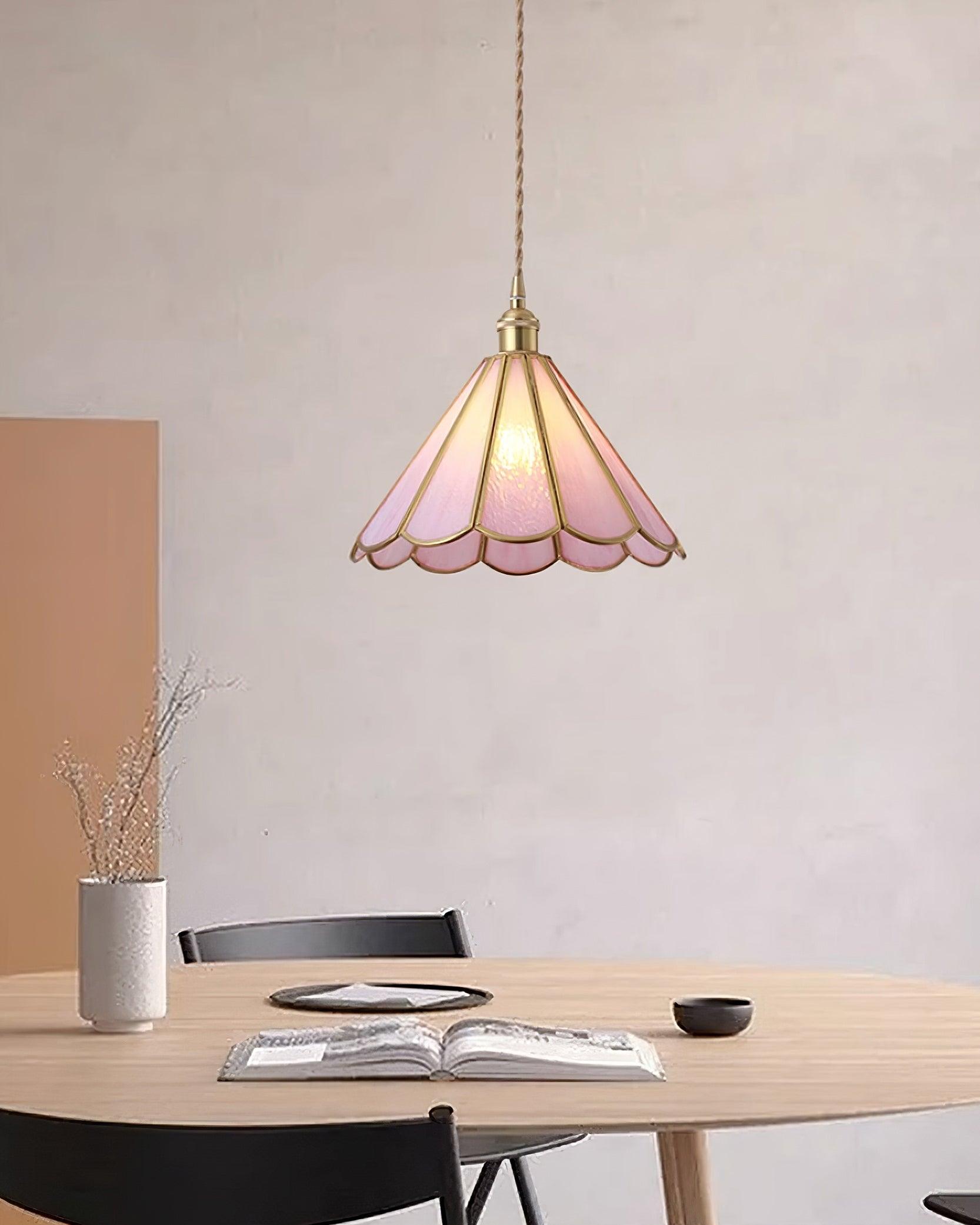 Lione Pink Stained Glass Pendant Light - Letslighting