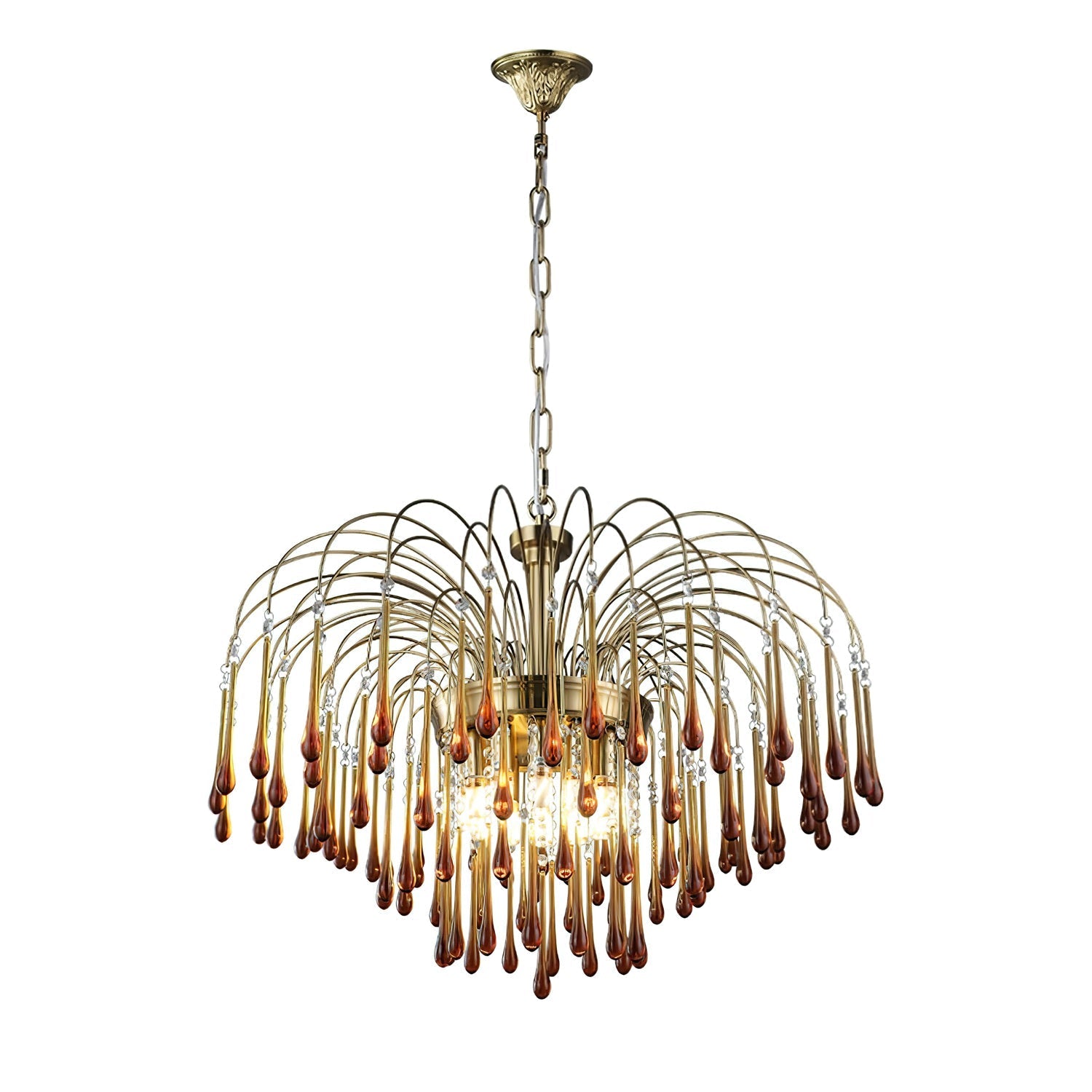 Lustra Chandelier Golden Arms and Crystal - Letslighting