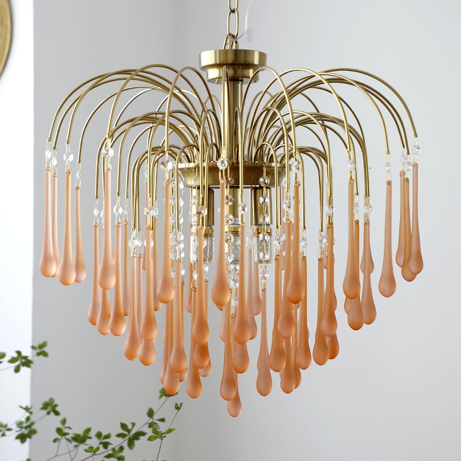 Lustra Chandelier Golden Arms and Crystal - Letslighting