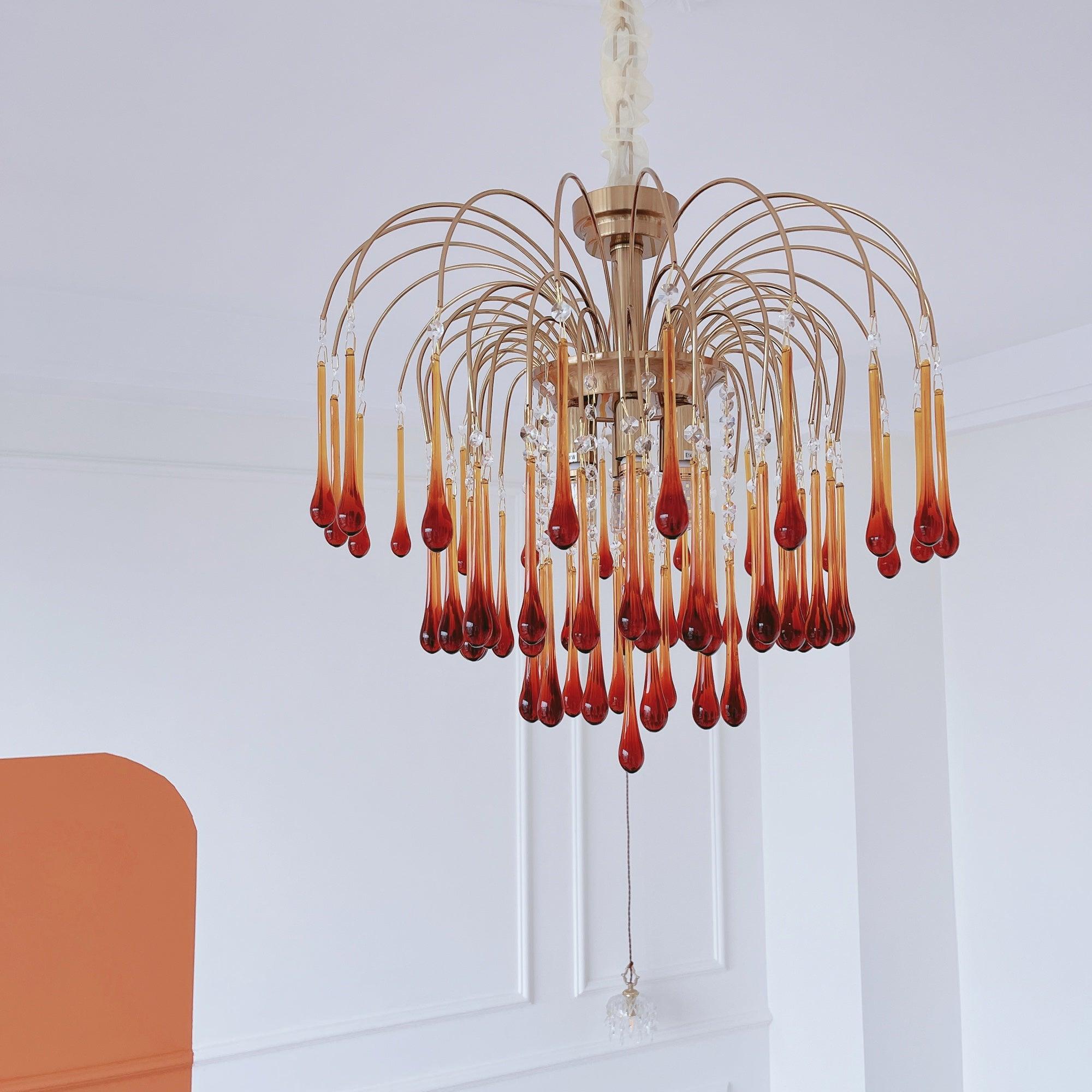 Lustra Chandelier Golden Arms and Crystal - Letslighting