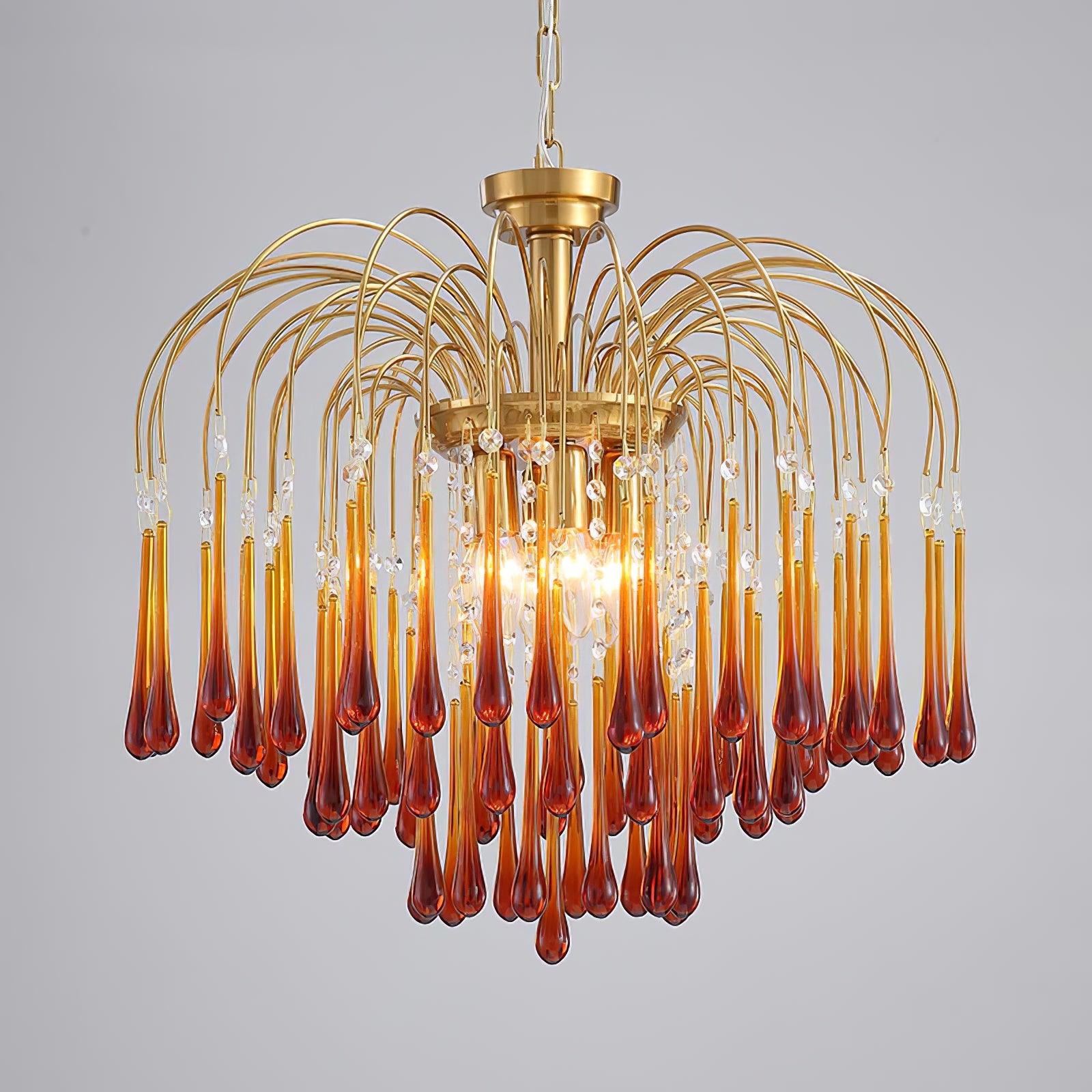Lustra Chandelier Golden Arms and Crystal - Letslighting