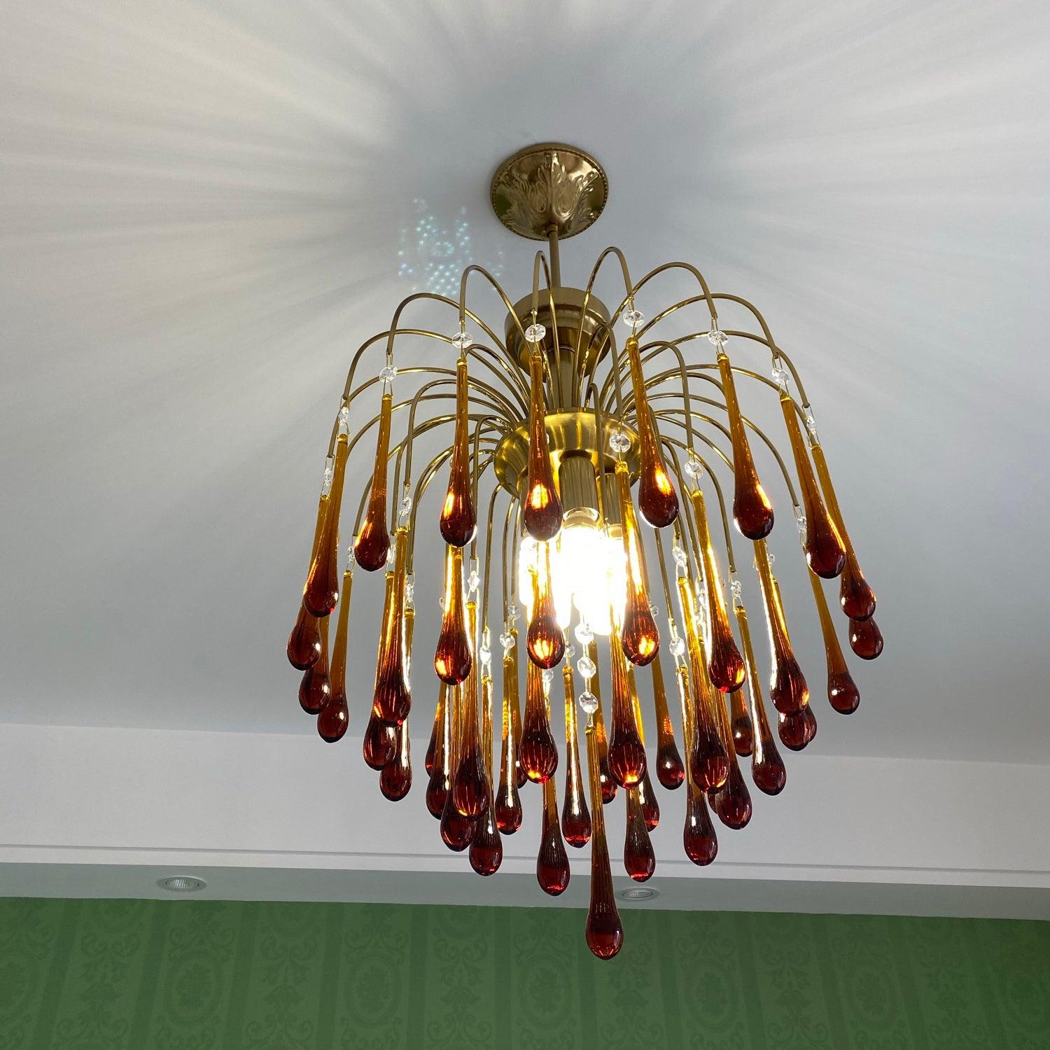 Lustra Chandelier Golden Arms and Crystal - Letslighting