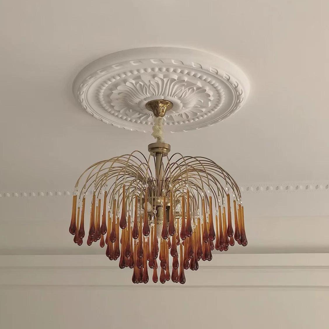 Lustra Chandelier Golden Arms and Crystal - Letslighting
