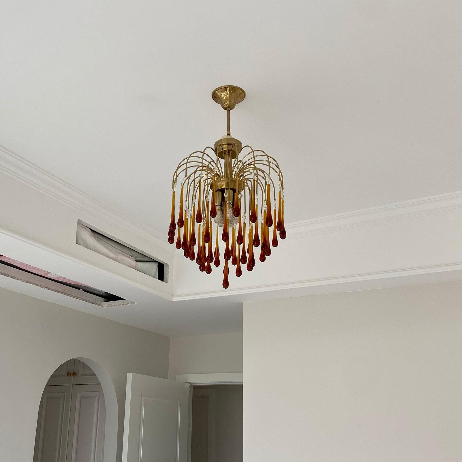 Lustra Chandelier Golden Arms and Crystal - Letslighting