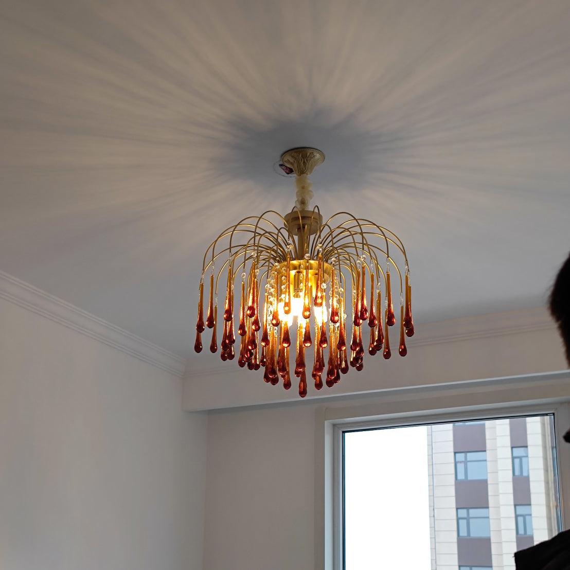 Lustra Chandelier Golden Arms and Crystal - Letslighting