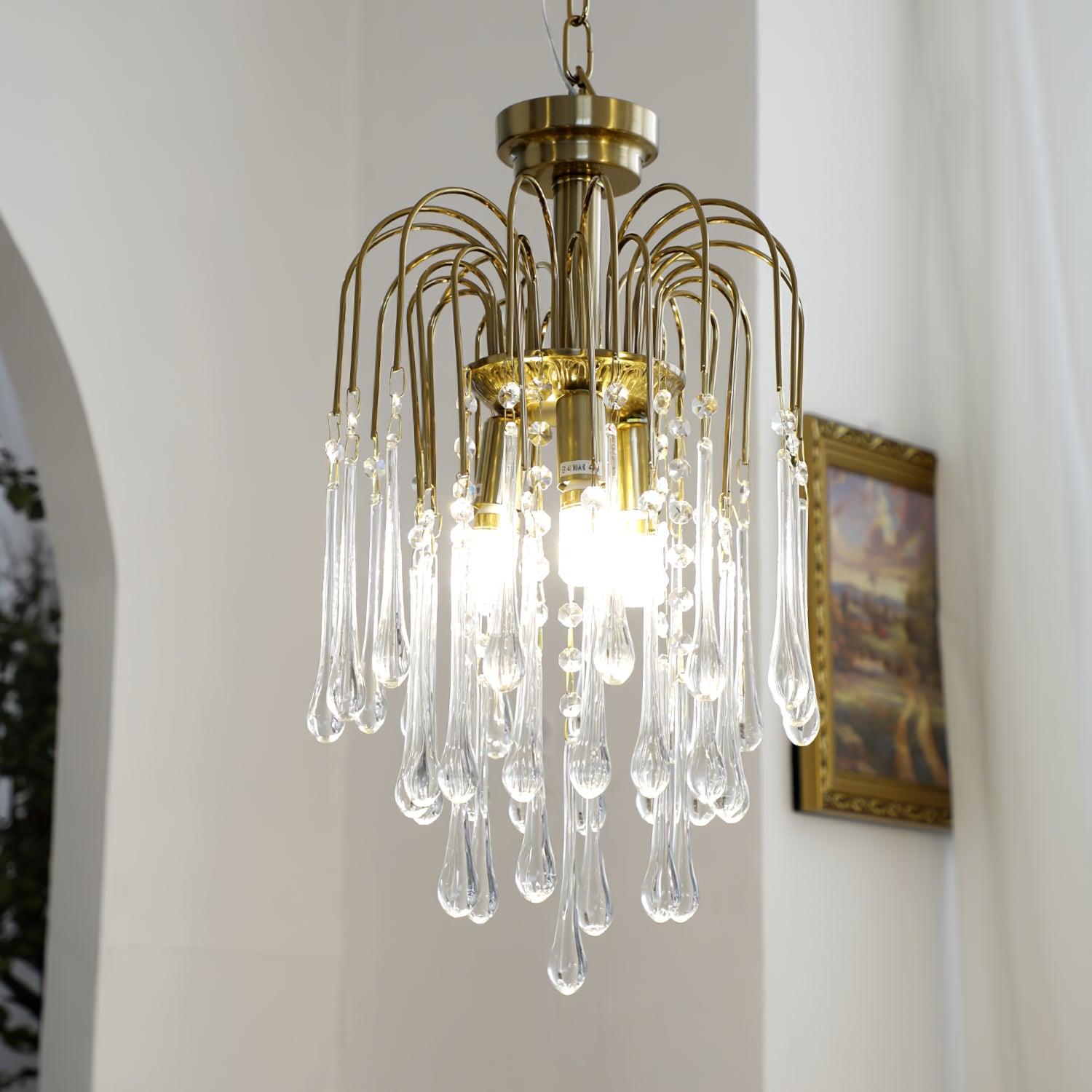 Lustra Chandelier Golden Arms and Crystal - Letslighting