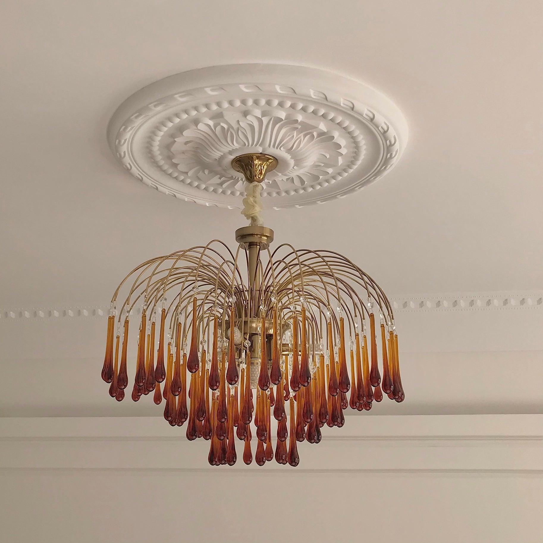 Lustra Chandelier Golden Arms and Crystal - Letslighting