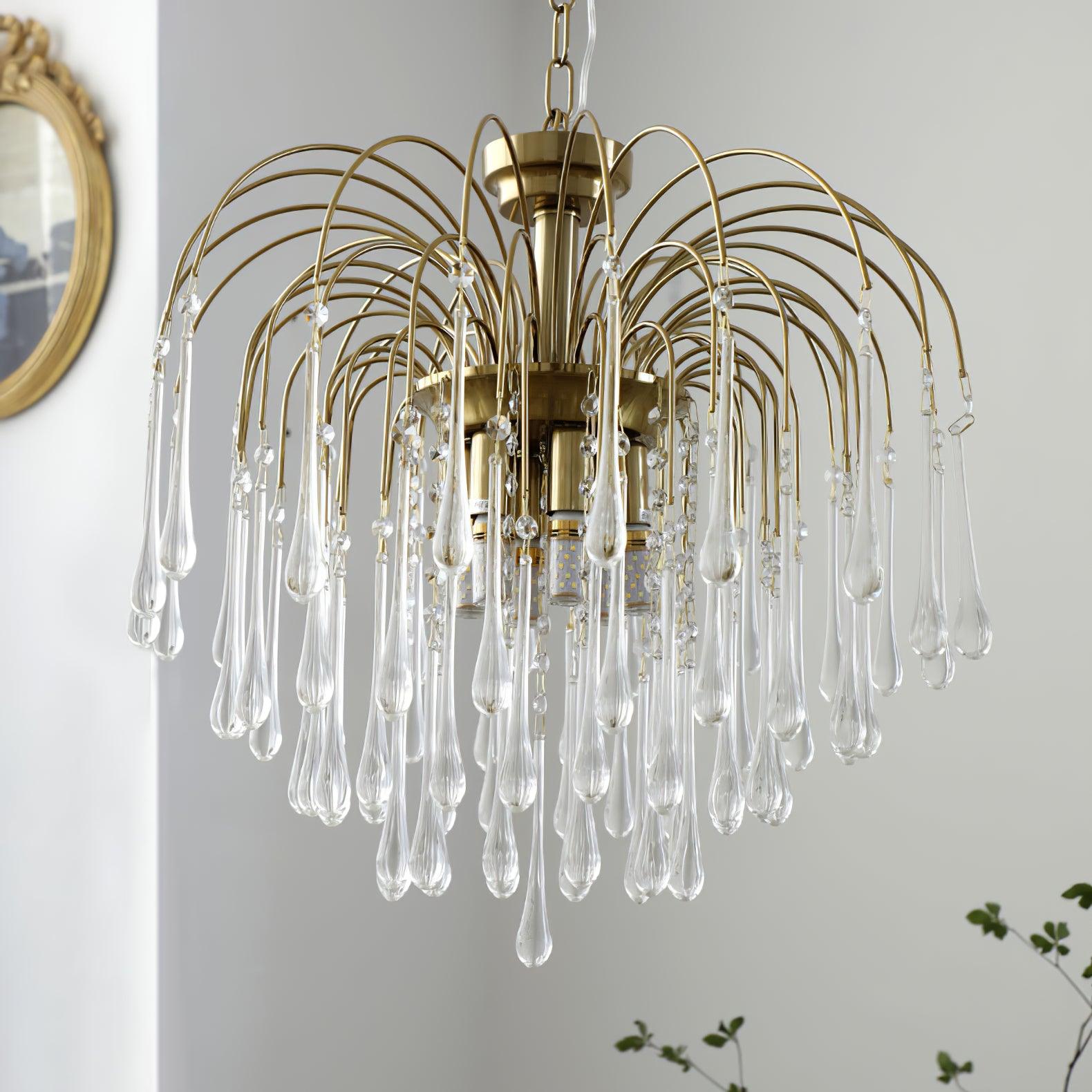 Lustra Chandelier Golden Arms and Crystal - Letslighting