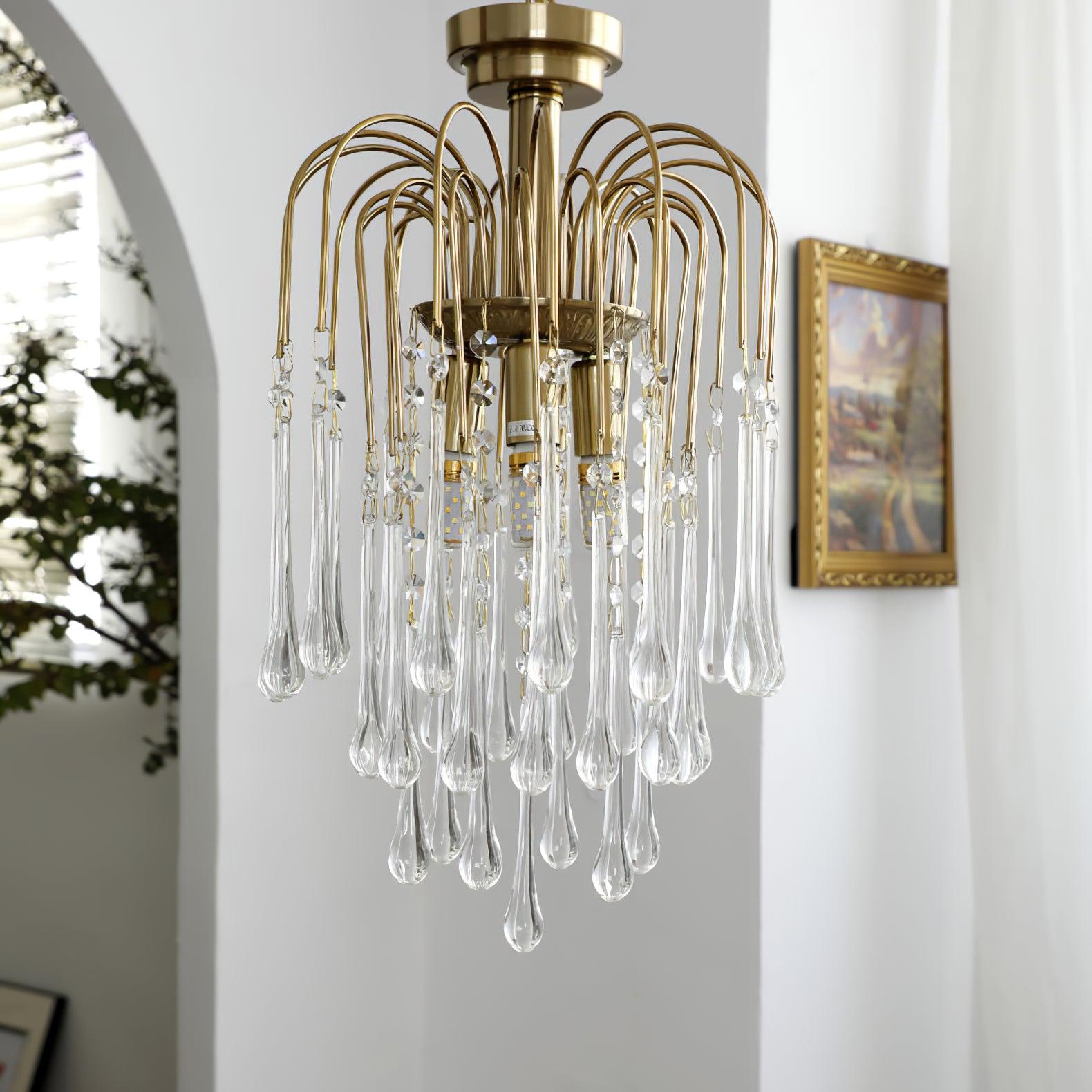 Lustra Chandelier Golden Arms and Crystal - Letslighting
