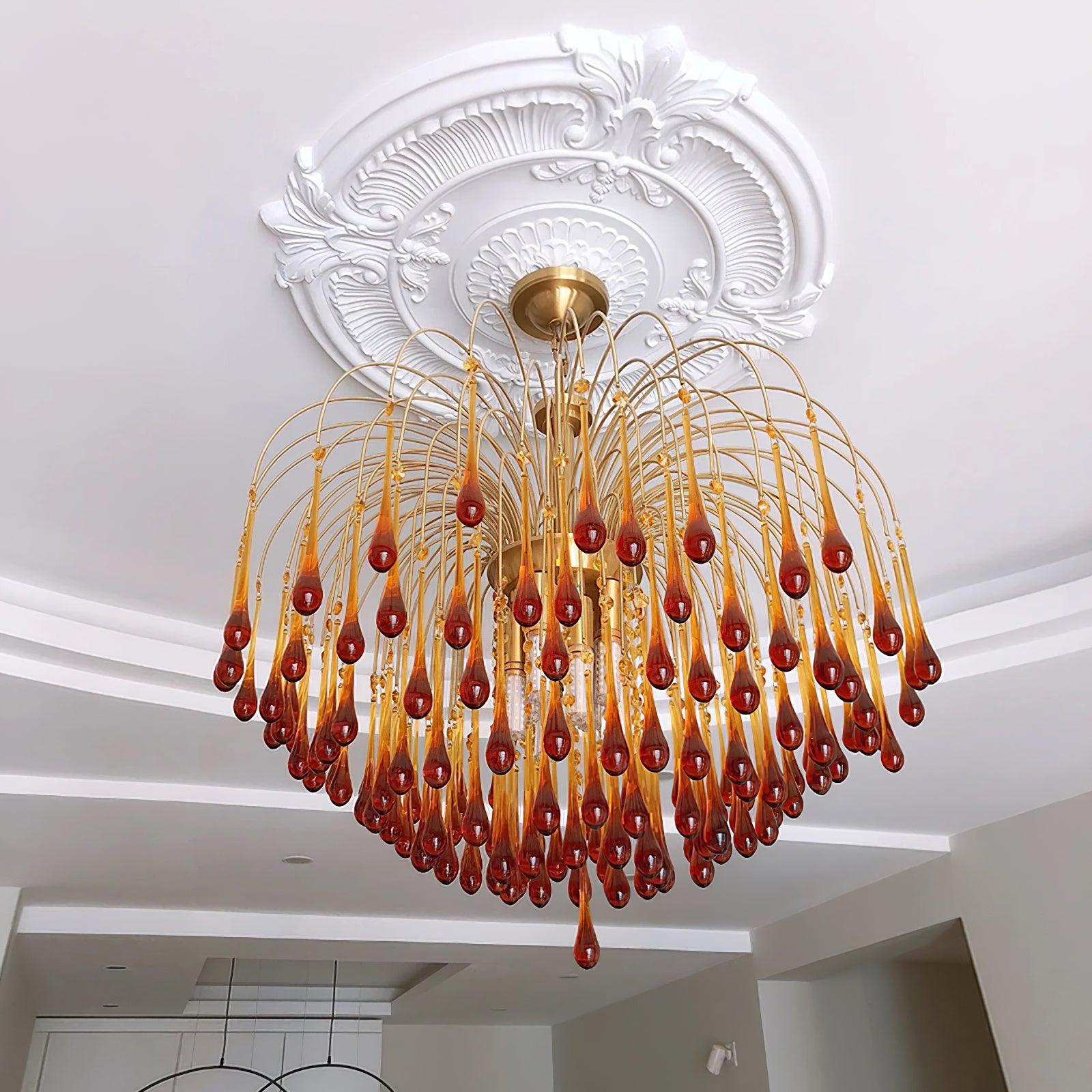 Lustra Chandelier Golden Arms and Crystal - Letslighting