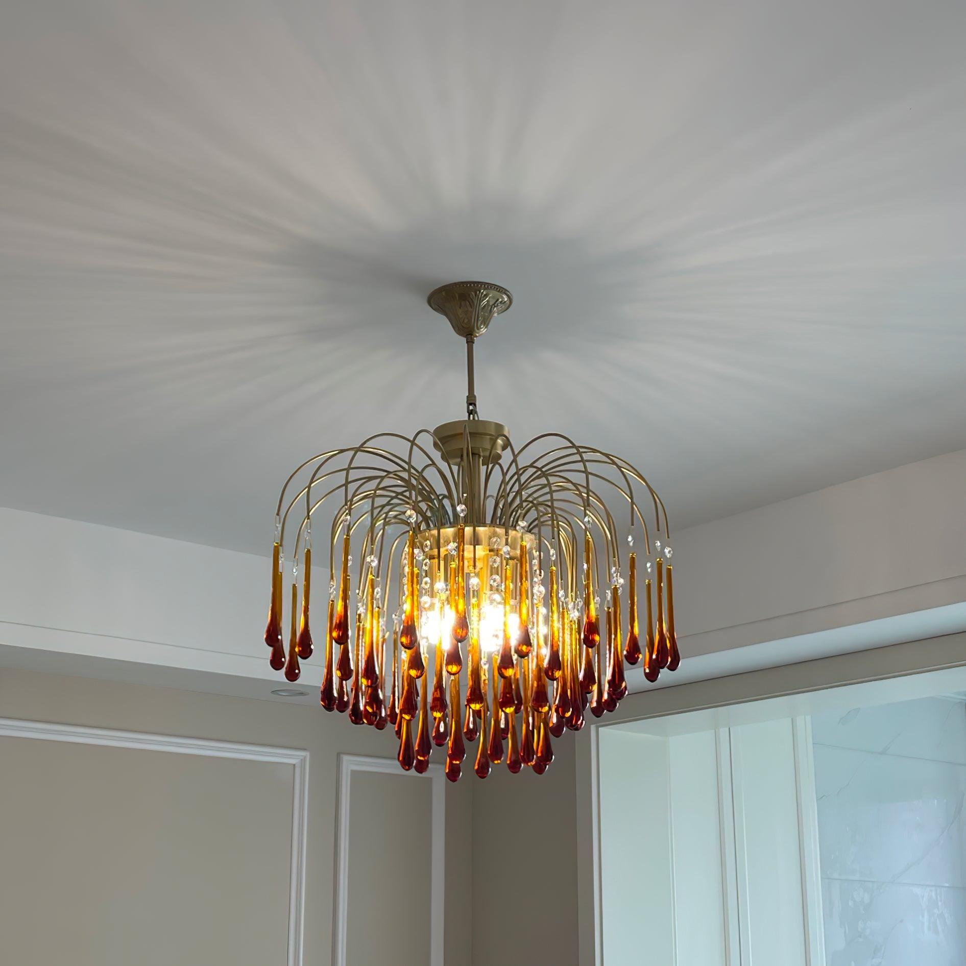 Lustra Chandelier Golden Arms and Crystal - Letslighting