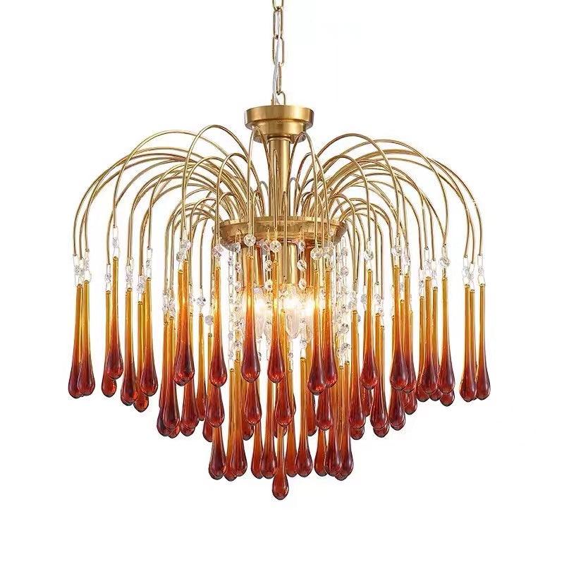 Lustra Chandelier Golden Arms and Crystal - Letslighting