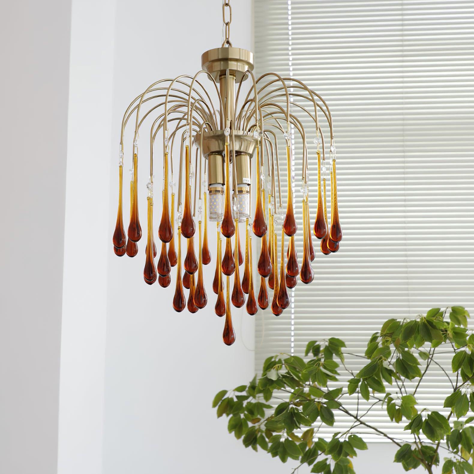 Lustra Chandelier Golden Arms and Crystal - Letslighting