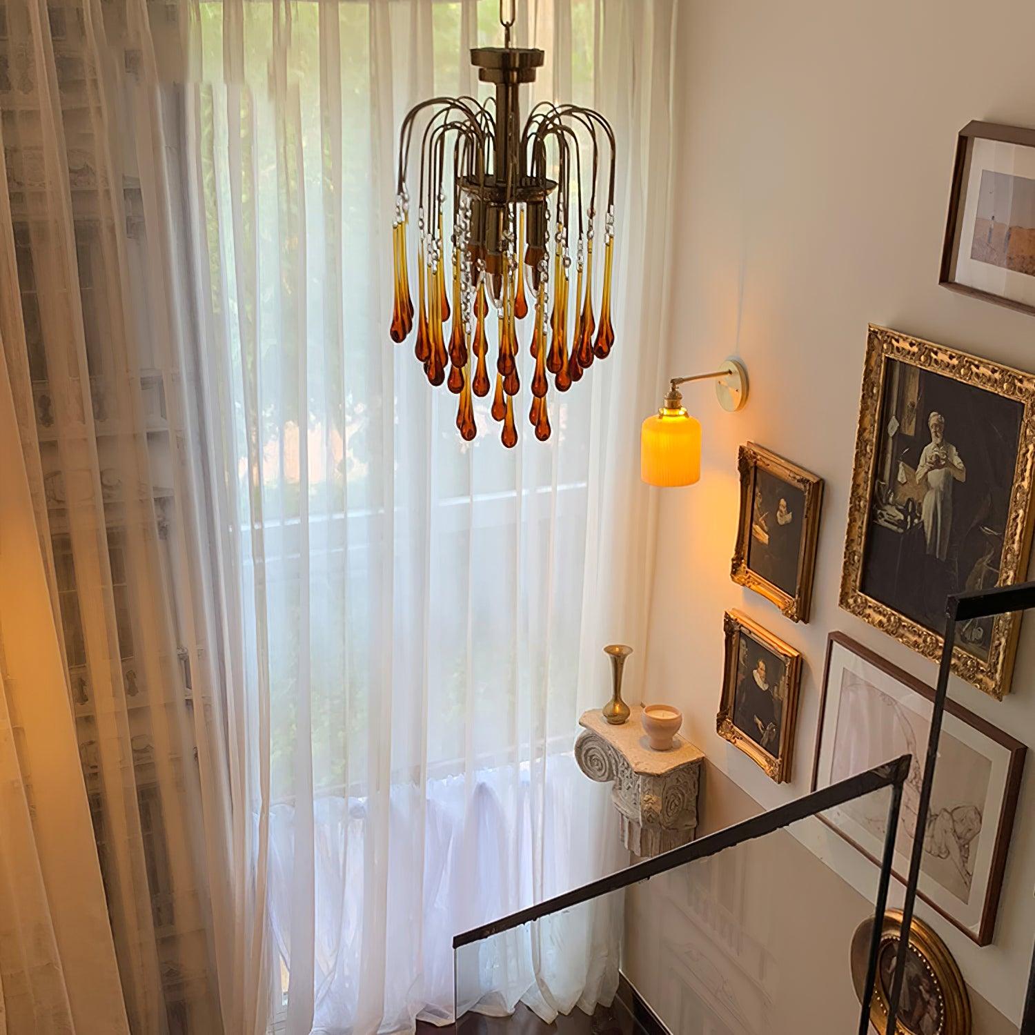 Lustra Chandelier Golden Arms and Crystal - Letslighting