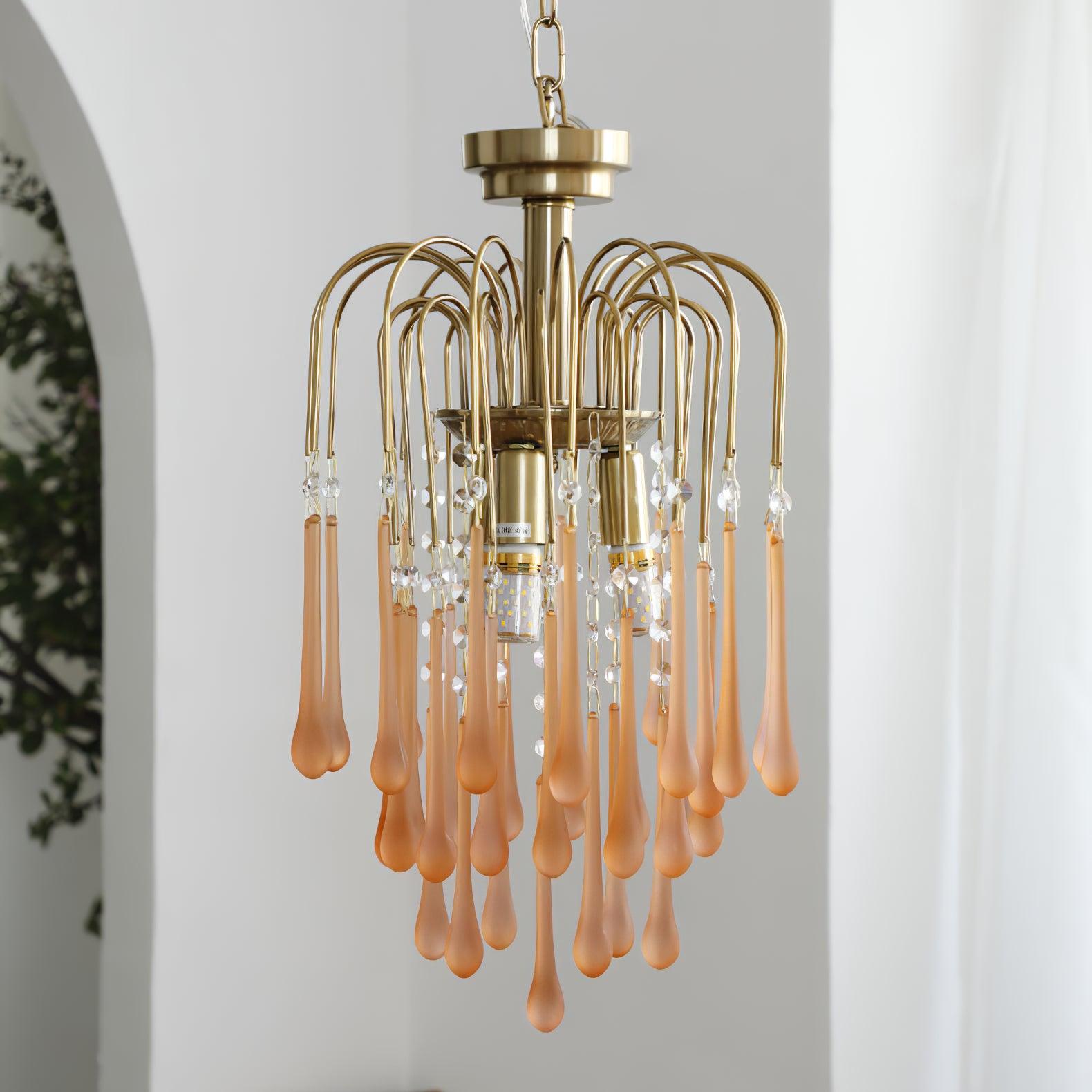 Lustra Chandelier Golden Arms and Crystal - Letslighting