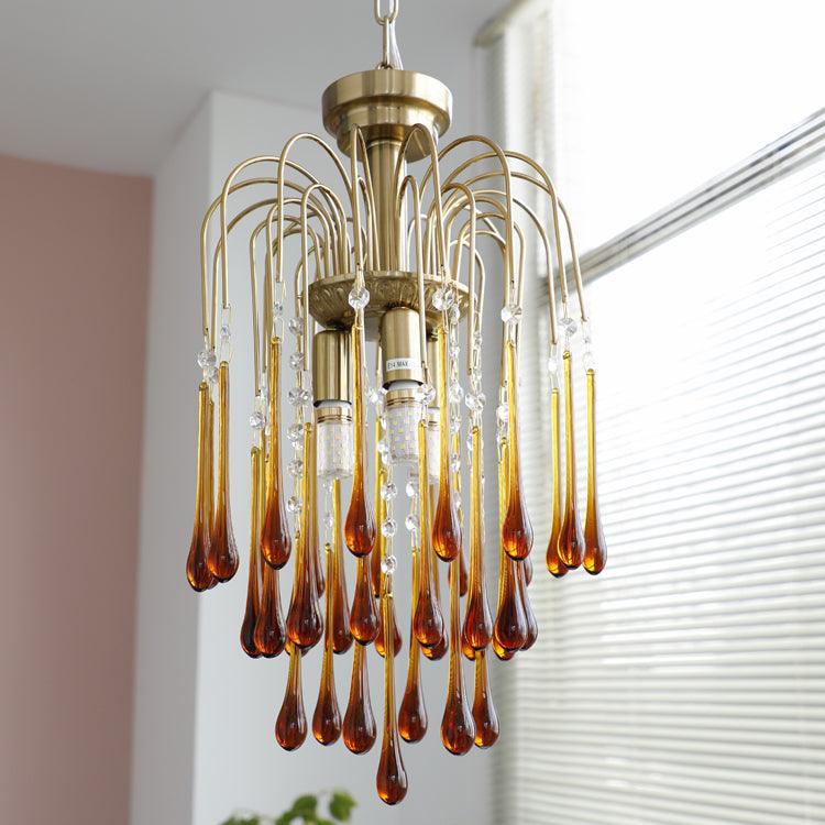 Lustra Chandelier Golden Arms and Crystal - Letslighting