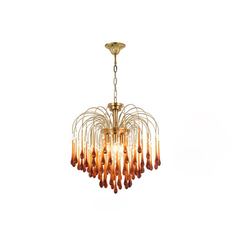 Lustra Chandelier Golden Arms and Crystal - Letslighting