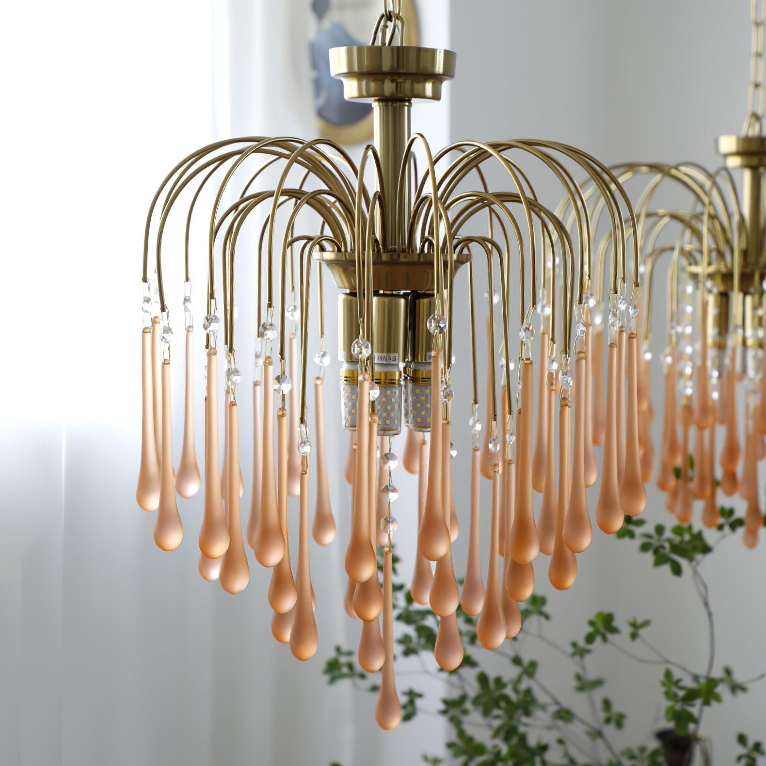 Lustra Chandelier Golden Arms and Crystal - Letslighting