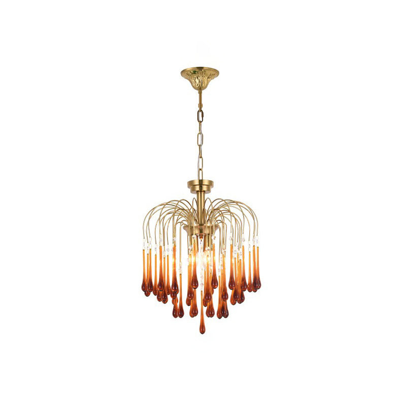 Lustra Chandelier Golden Arms and Crystal - Letslighting