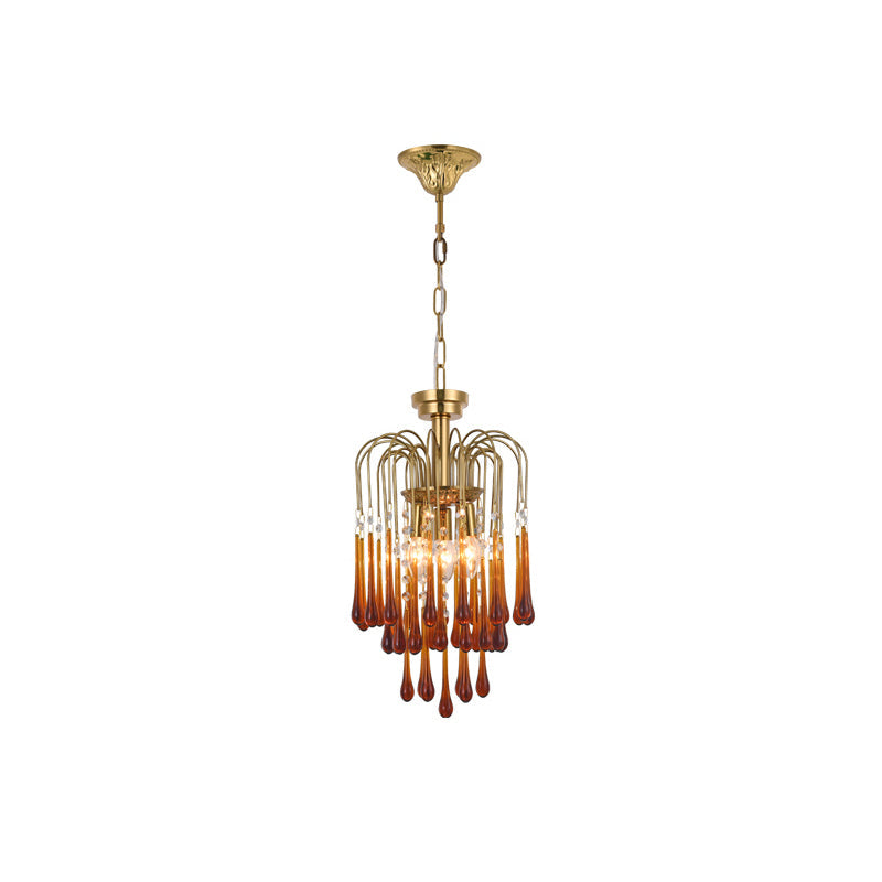Lustra Chandelier Golden Arms and Crystal - Letslighting