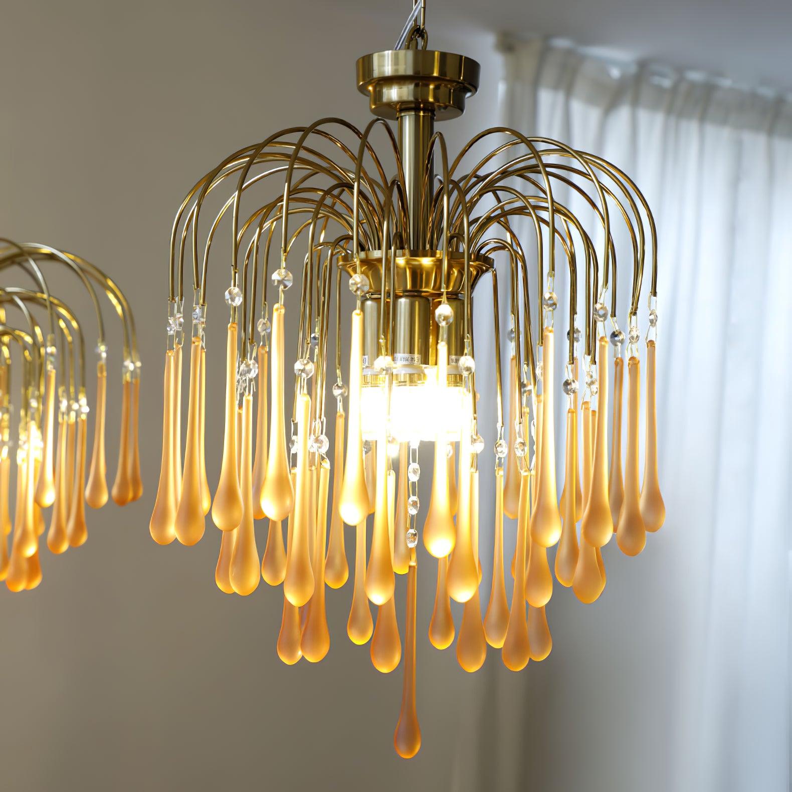 Lustra Chandelier Golden Arms and Crystal - Letslighting