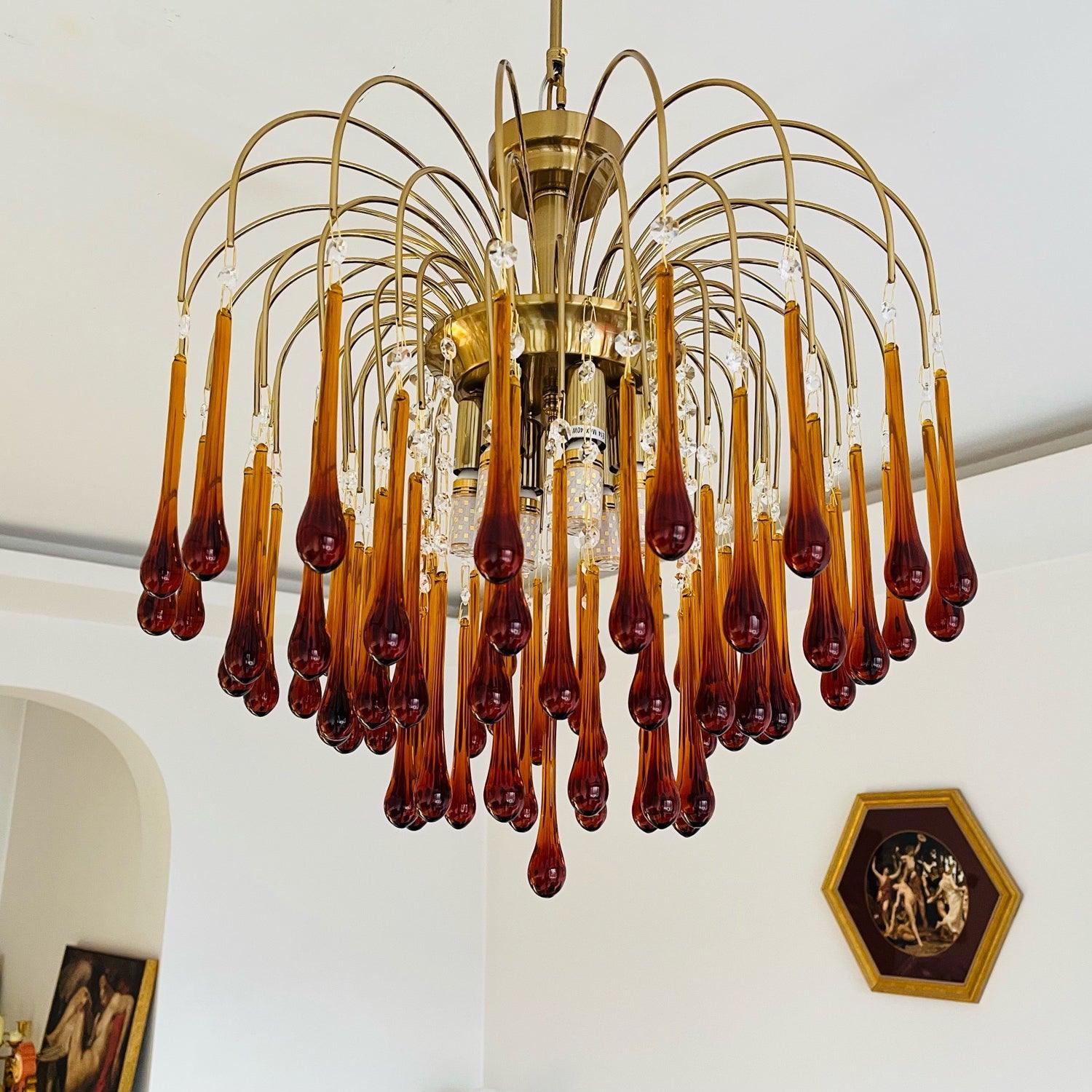 Lustra Chandelier Golden Arms and Crystal - Letslighting